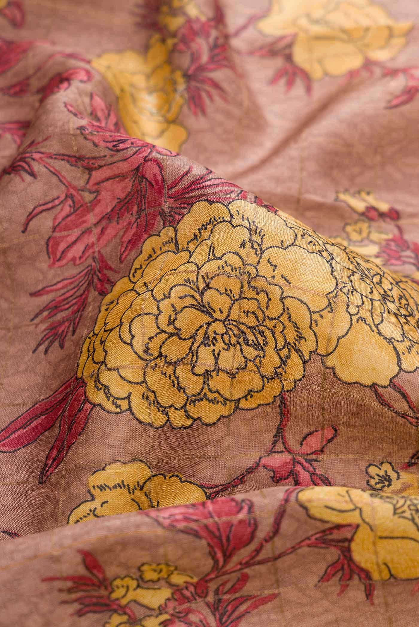 Brown Tussar Silk Saree - Image 2
