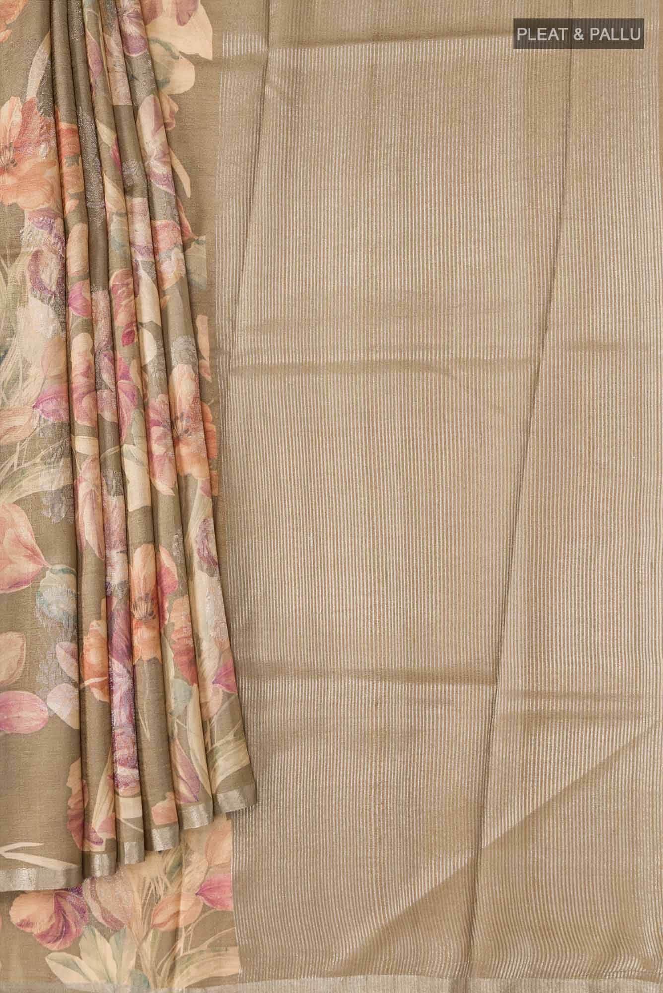 Brown Tussar Silk Saree - Image 2
