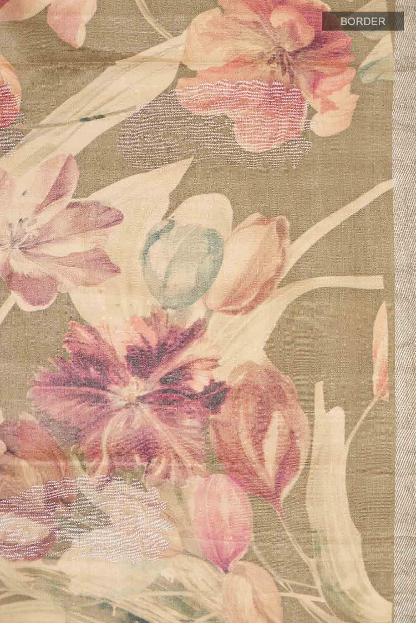 Brown Tussar Silk Saree - Image 5