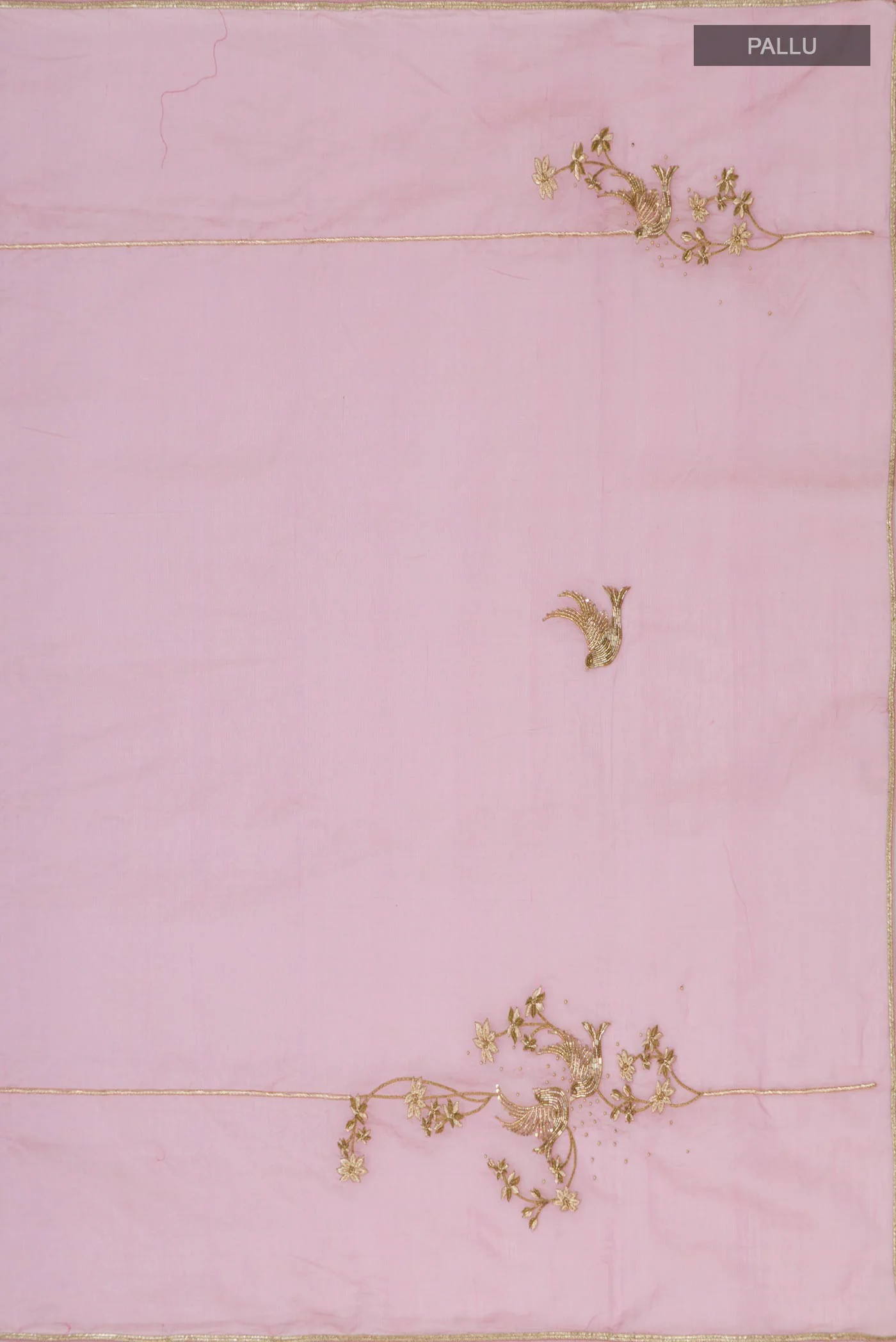 Bulbul- Pink Cotton Tissue Saree - Image 8