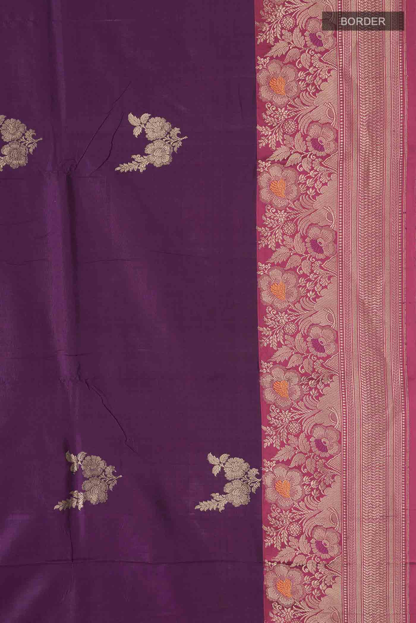 Burgundy Banarasi Katan Silk Saree - Image 3