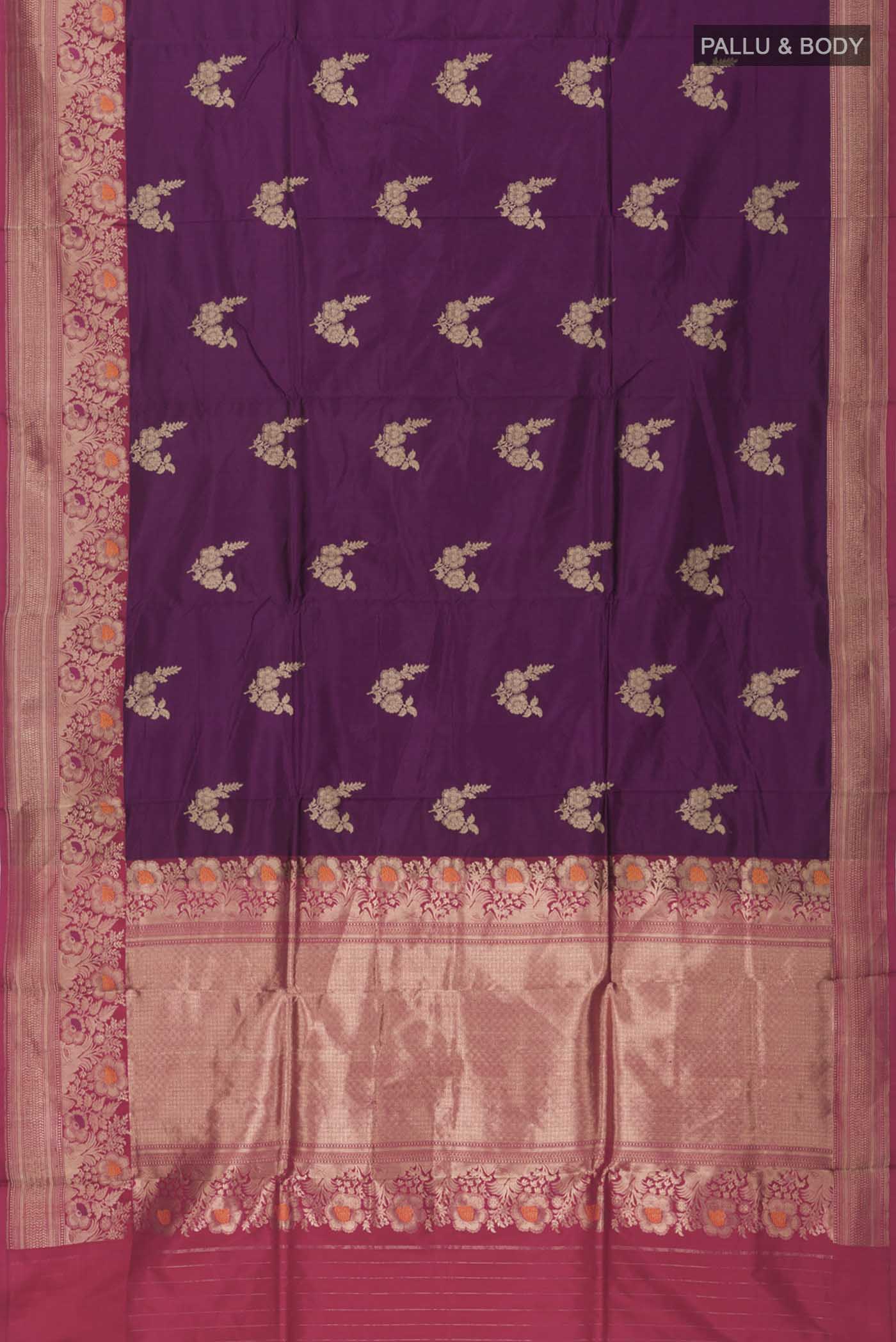 Burgundy Banarasi Katan Silk Saree - Image 5