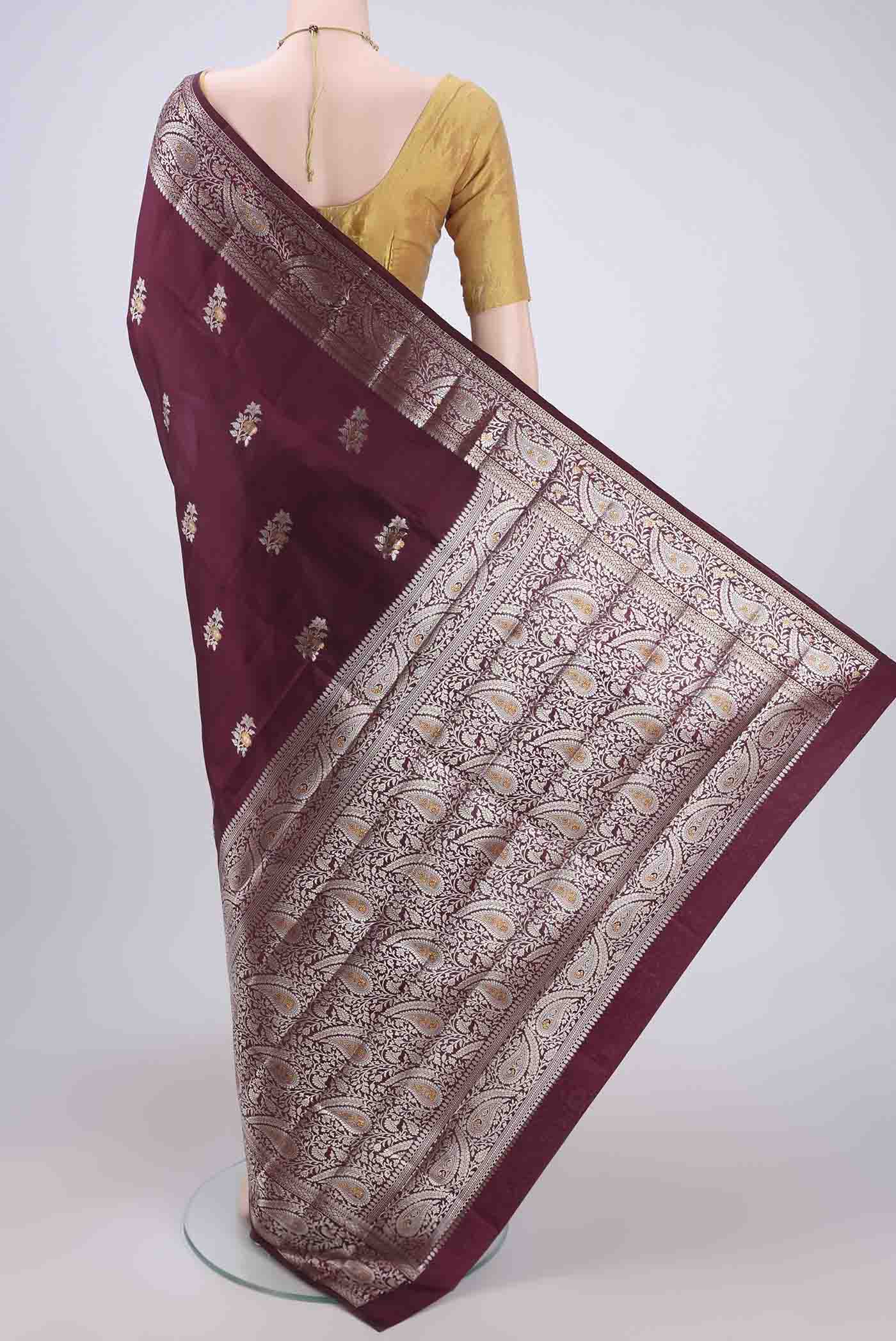 Coffee Brown Banarasi Raw Silk Saree - Image 3