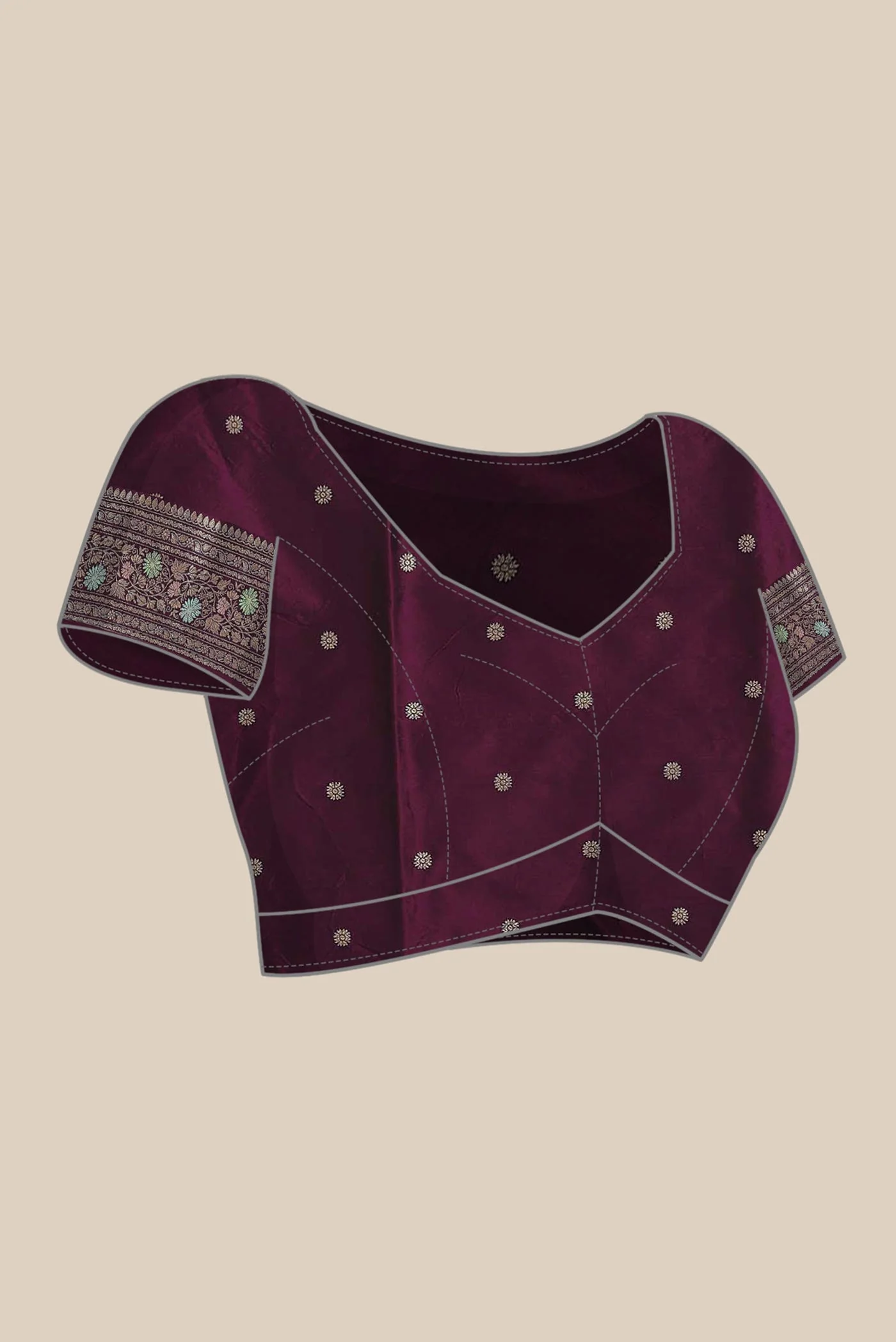 Burgundy Banarasi Silk Saree - Image 8