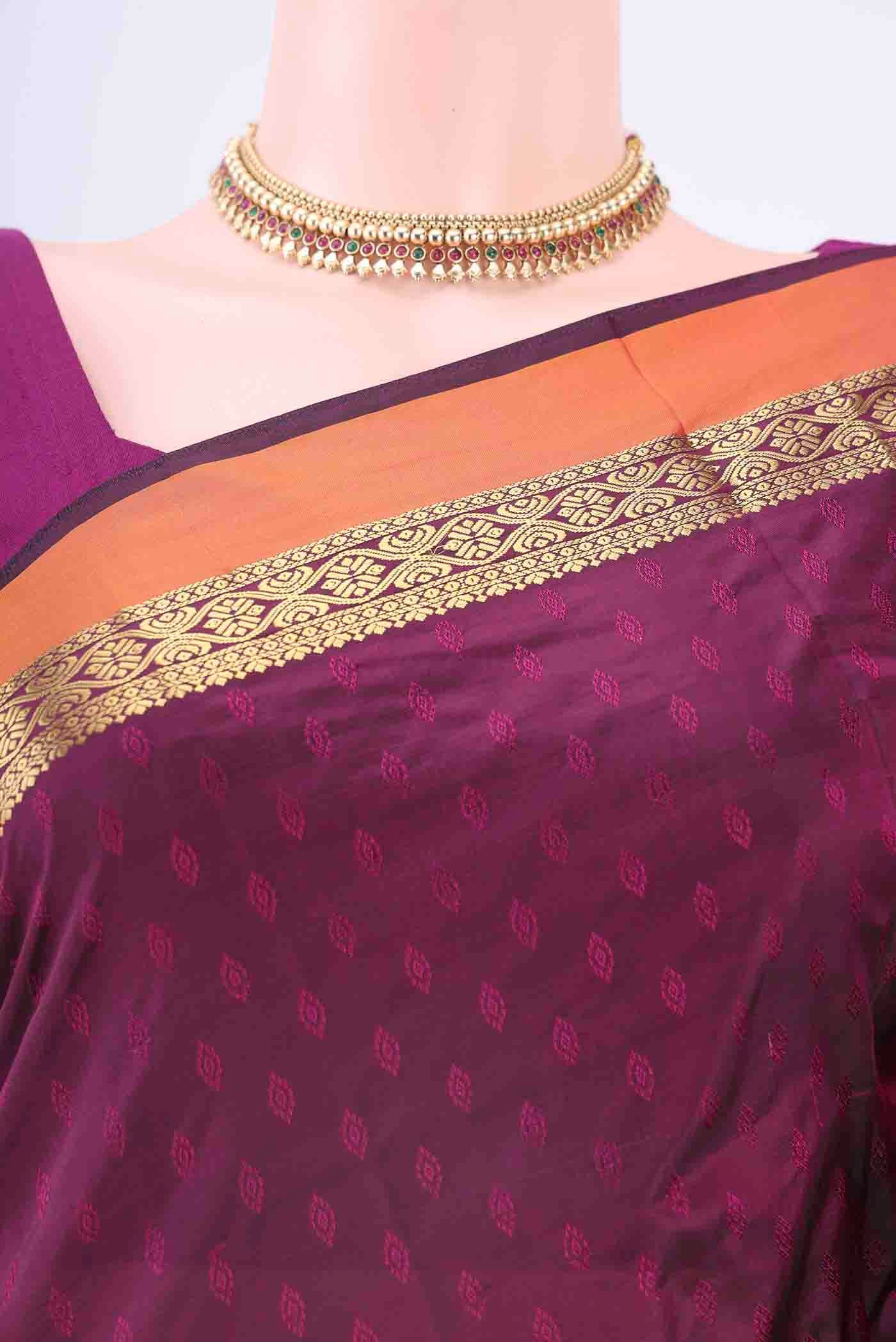 Burgundy Blended Bangalore Silk Saree - Image 2