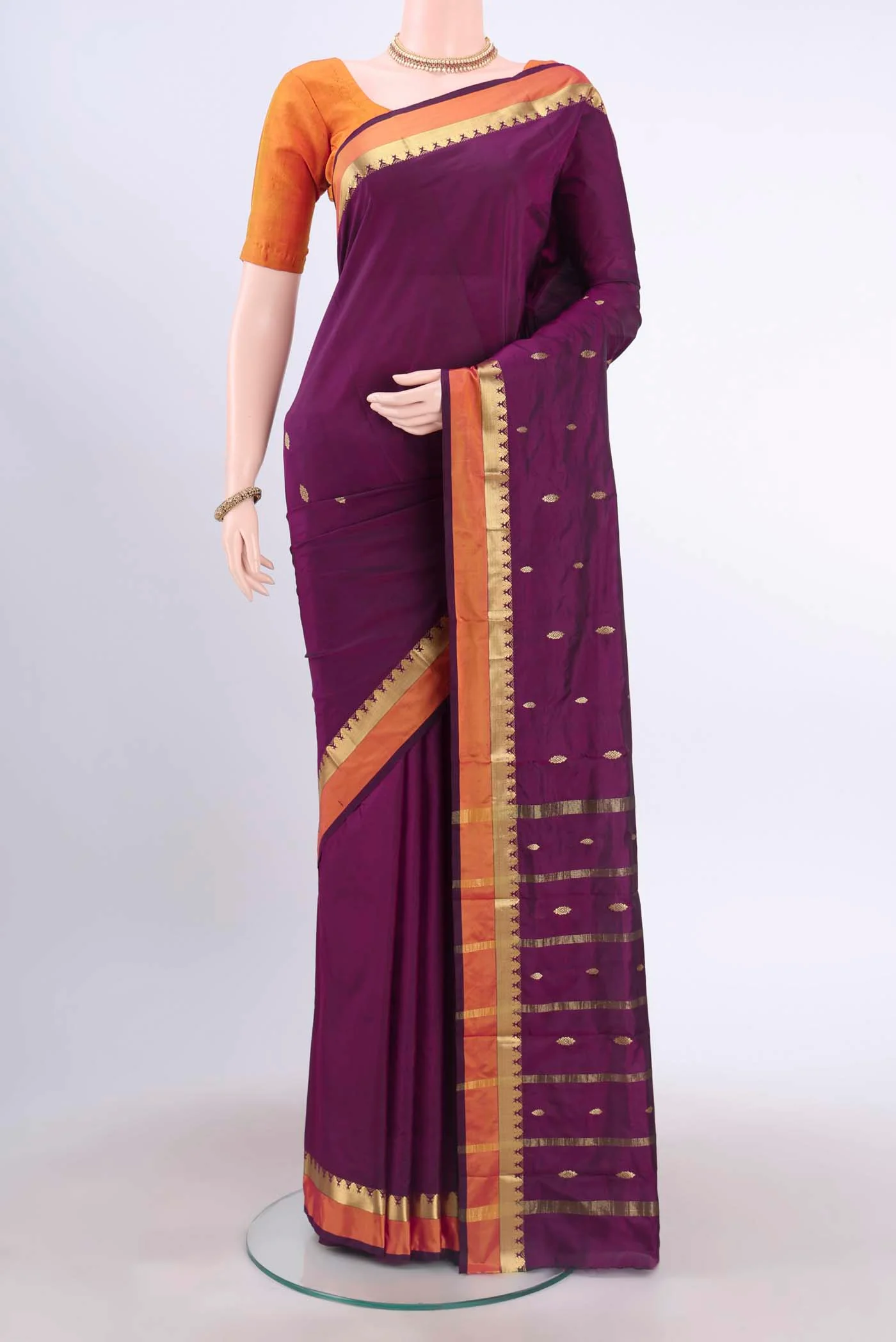 Burgundy Blended Bangalore Silk Saree