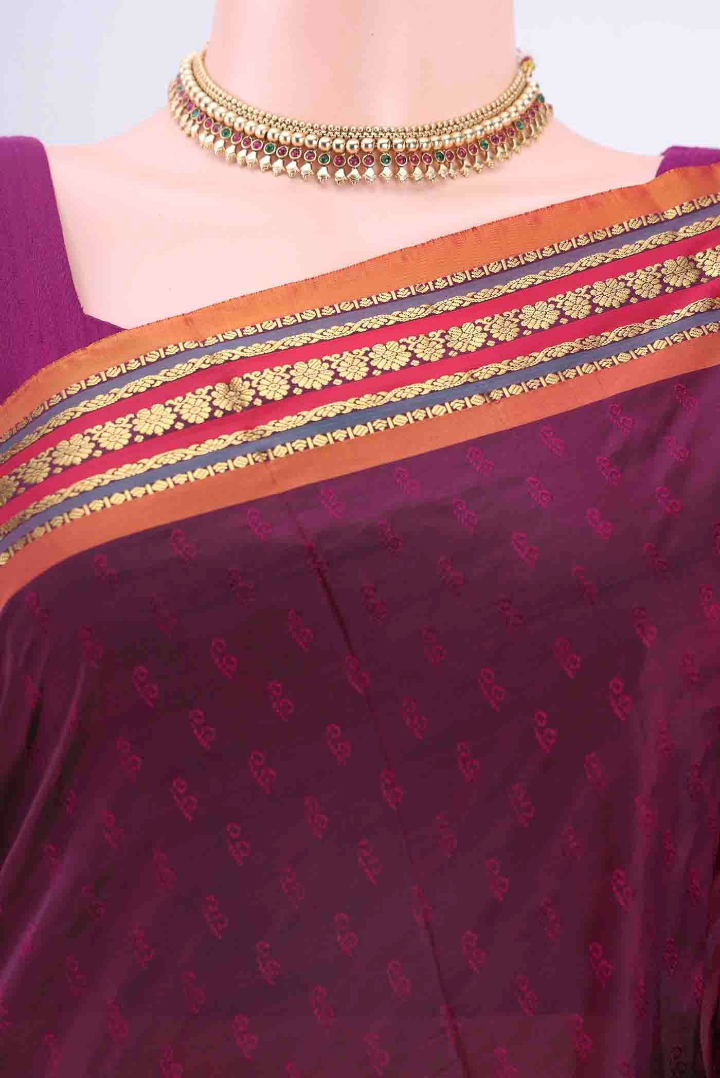 Burgundy Blended Bangalore Silk Saree - Image 2