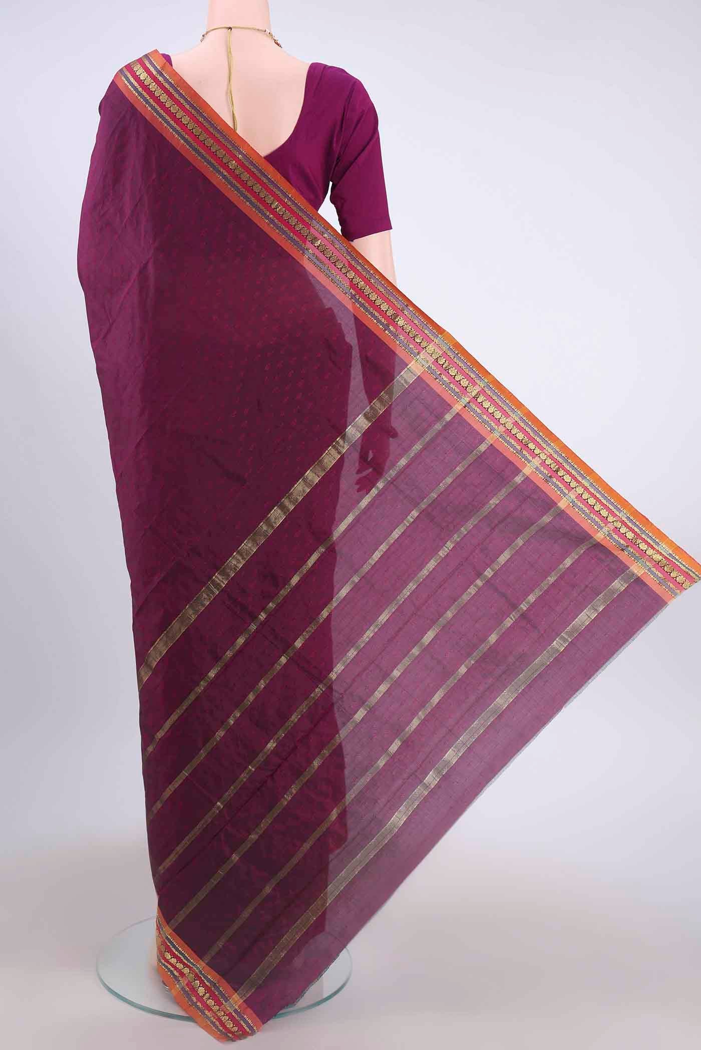 Burgundy Blended Bangalore Silk Saree - Image 3