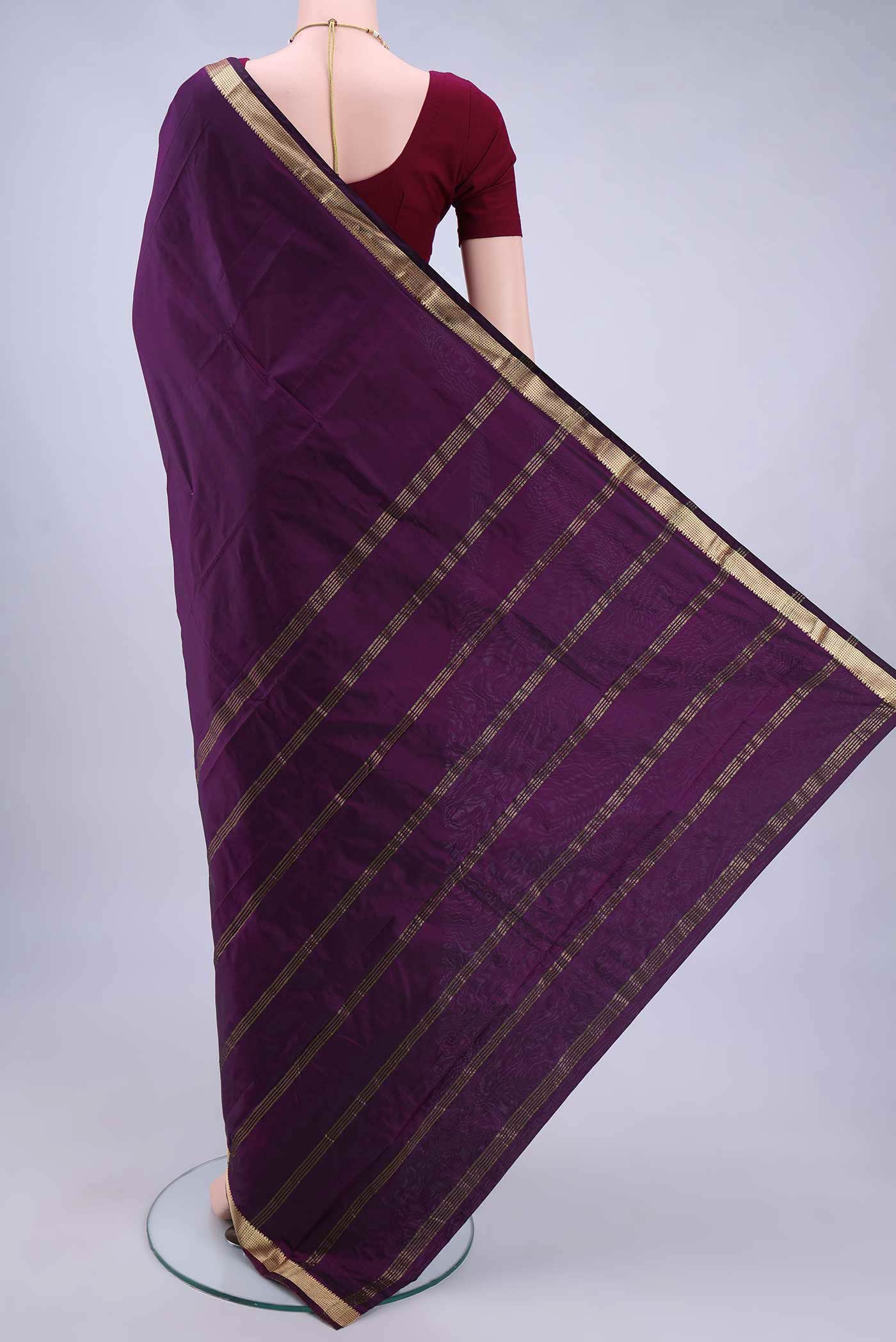 Burgundy Blended Bangalore Silk Saree - Image 2