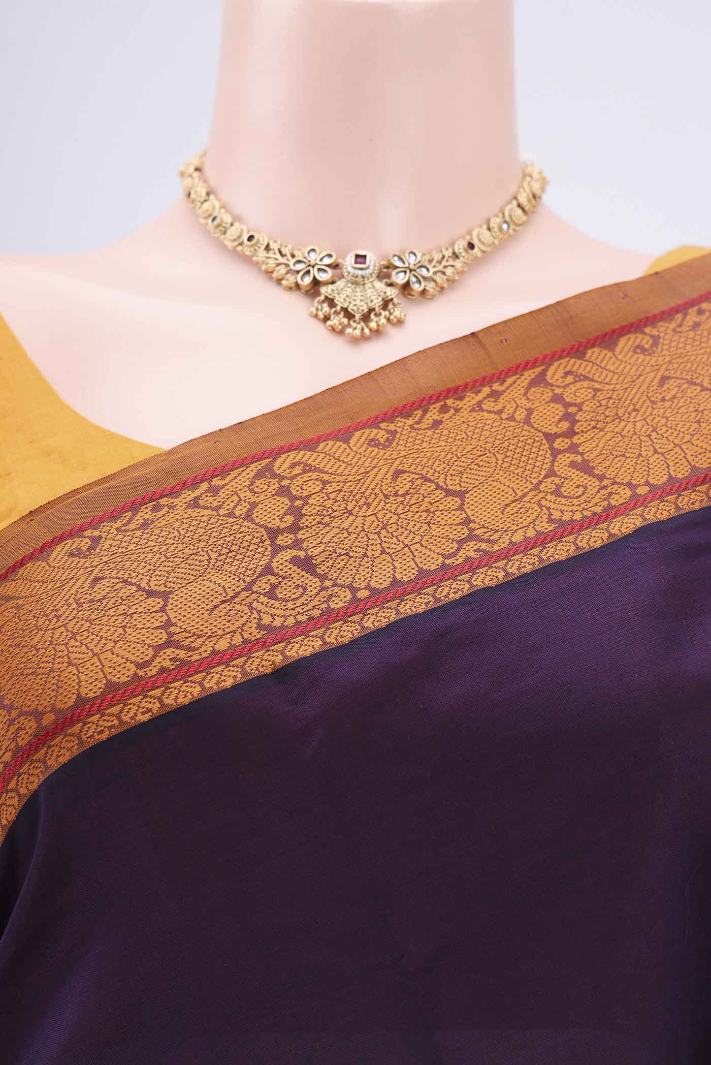 Violet Blended Poly Cotton Saree - Image 2