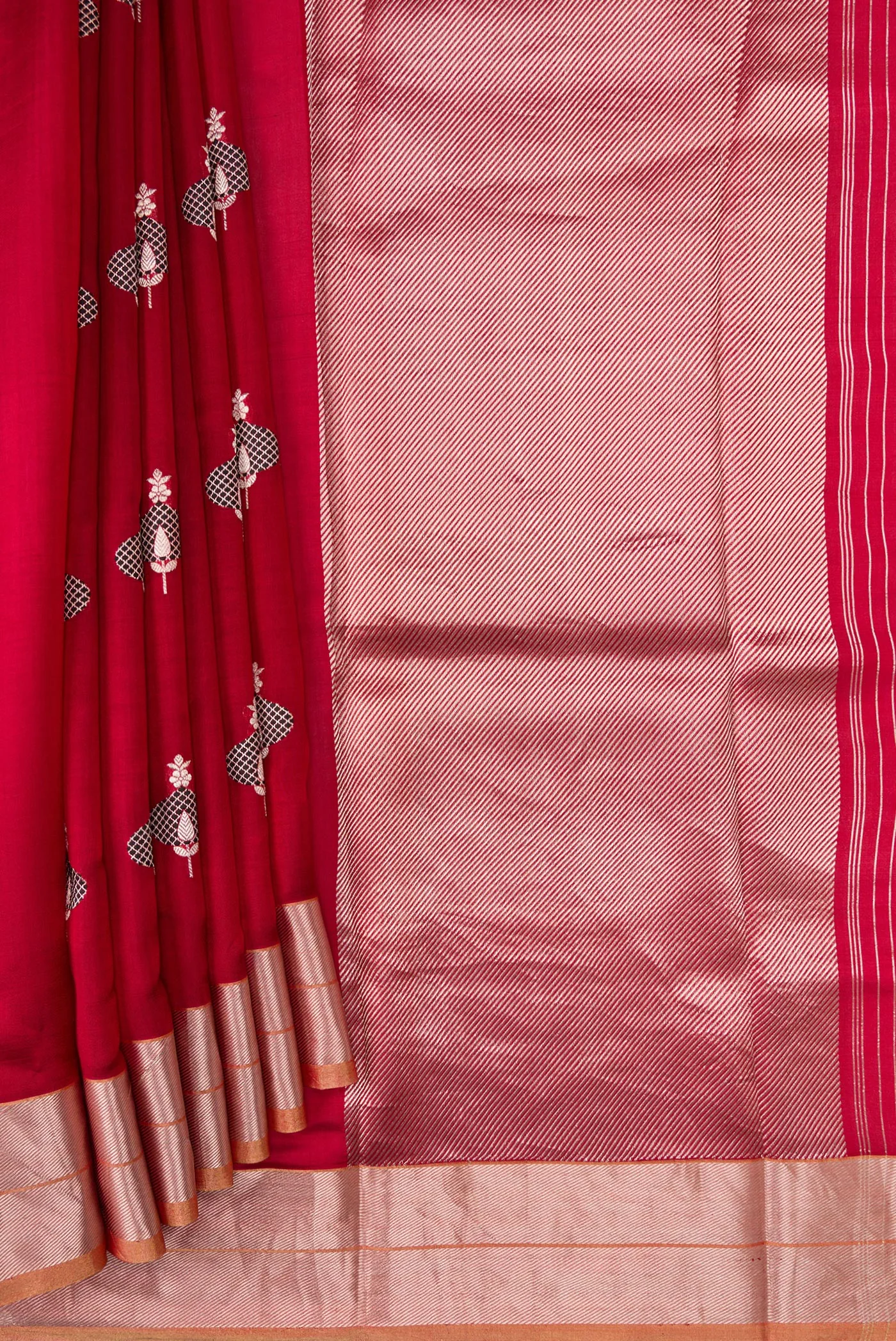 Deep Red Banarasi Silk Saree - Image 4