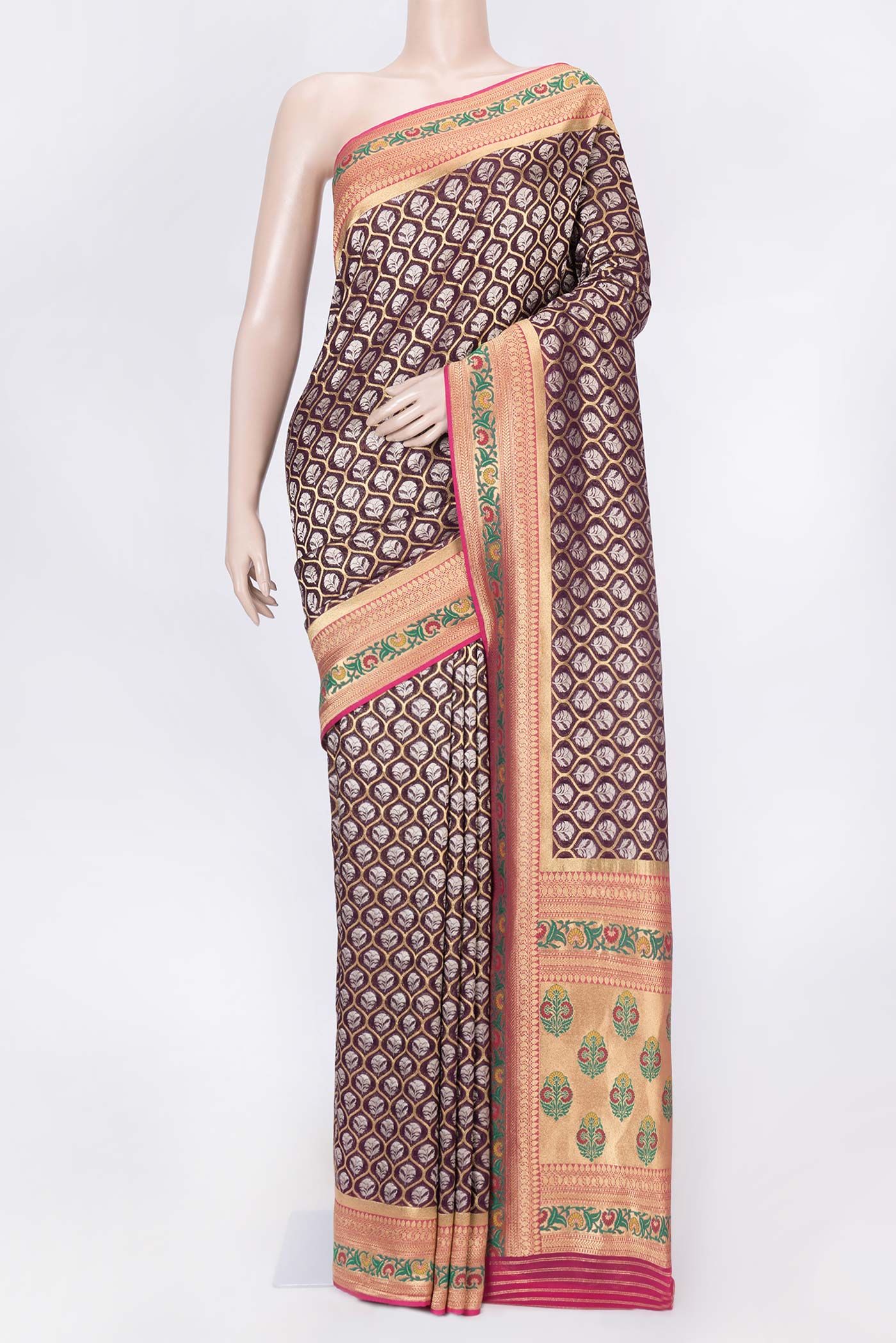 Burgundy Dual Tone Banarasi Silk Saree