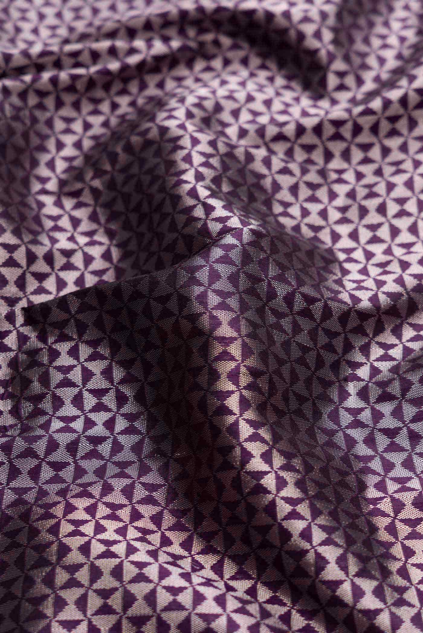 Burgundy Dual Tone Banarasi Silk Saree - Image 3
