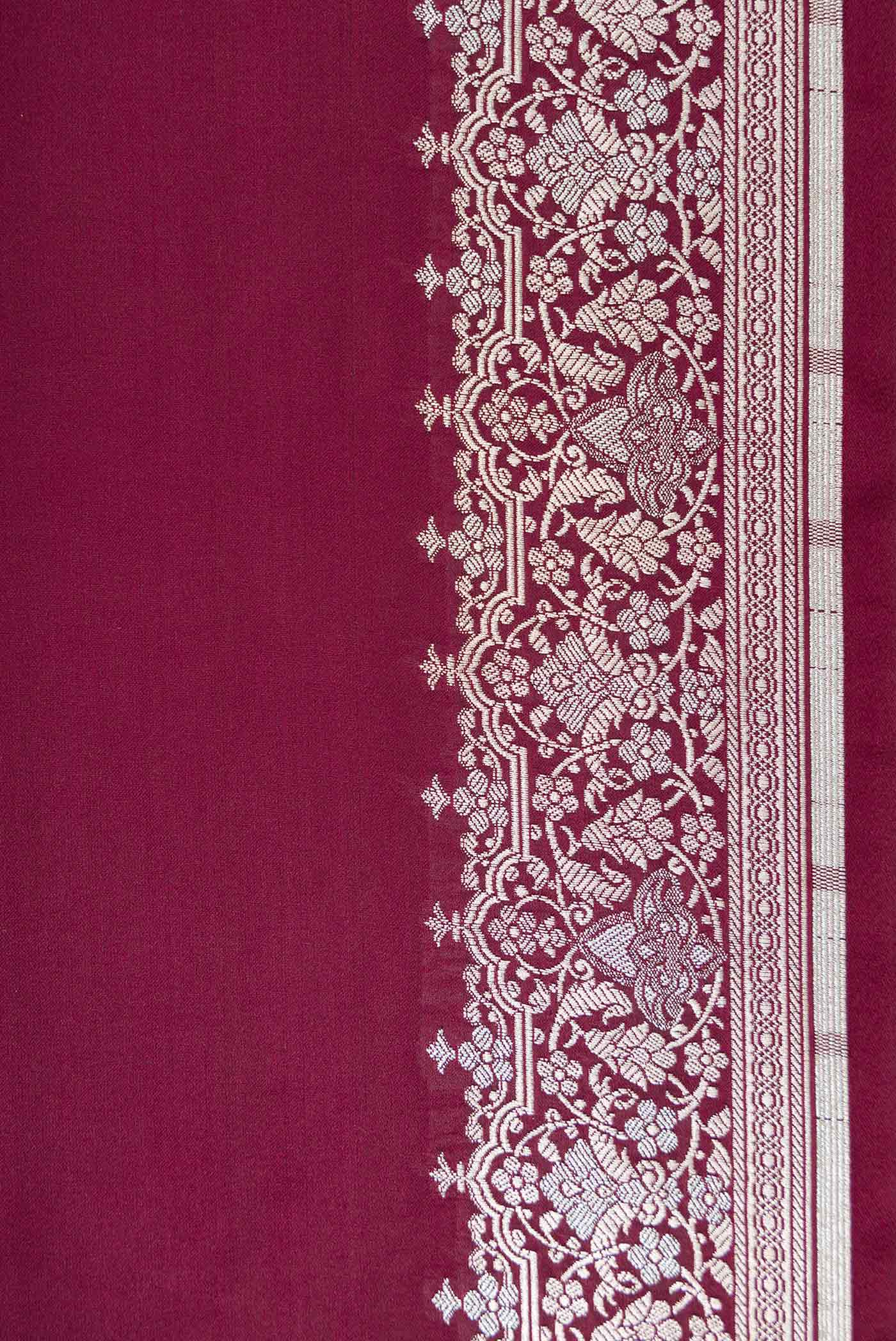 Burgundy Blended Banarasi Silk Saree - Image 3