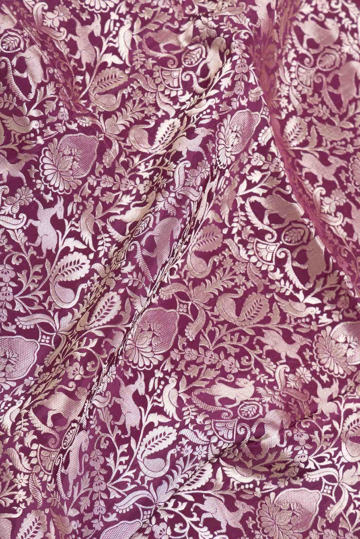 Burgundy Dual Tone Blended Banarasi Silk Saree - Image 2