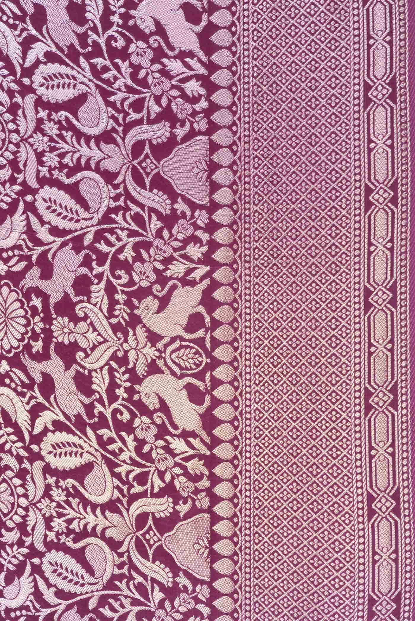 Burgundy Dual Tone Blended Banarasi Silk Saree - Image 3