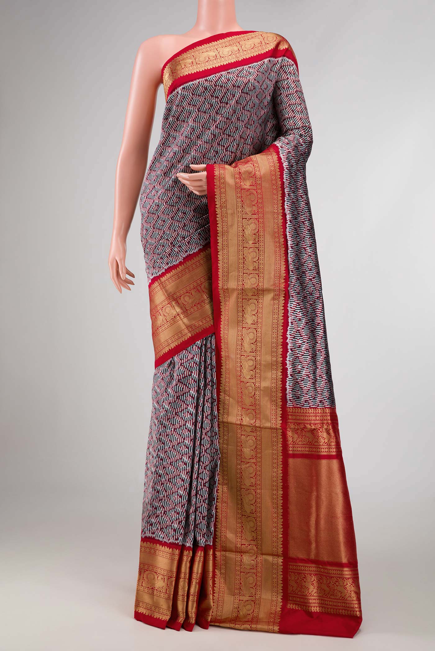 Burgundy Dual Tone Double Ikat Saree