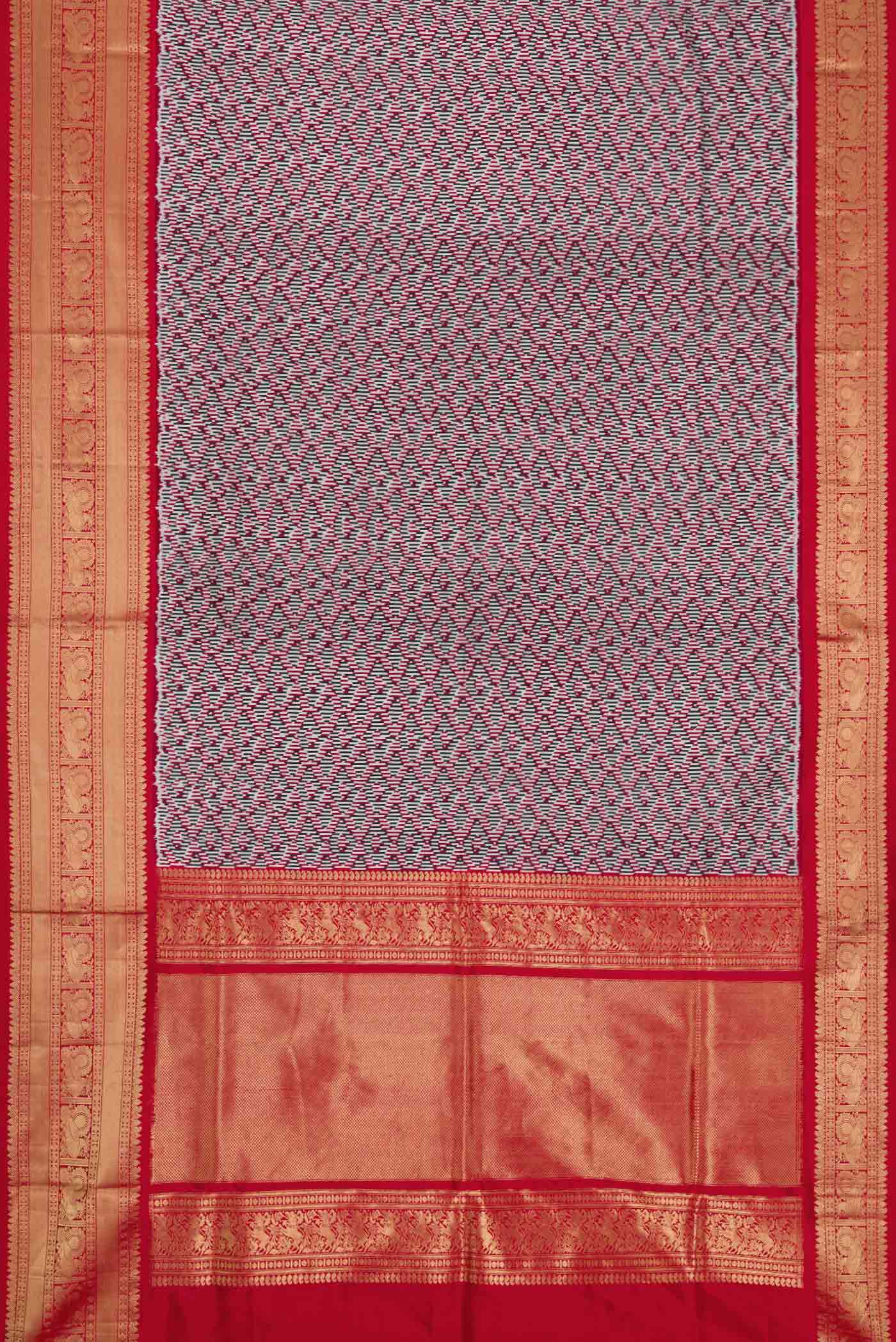 Burgundy Dual Tone Double Ikat Saree - Image 6
