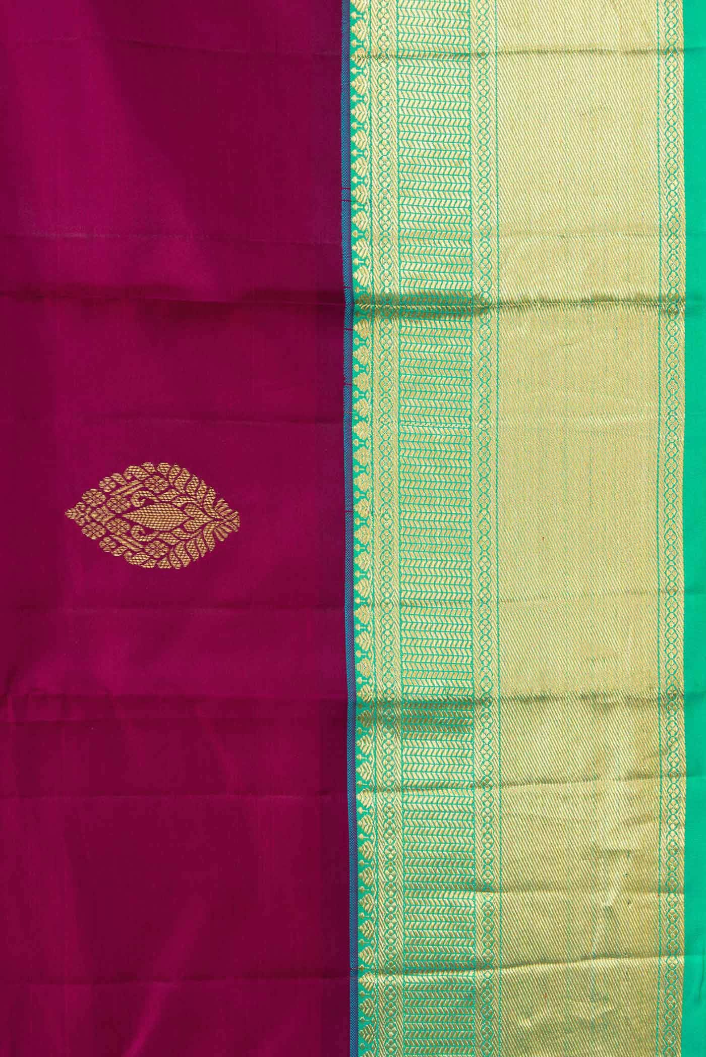 Burgundy Dual Tone Kanjivaram Silk Saree - Image 3