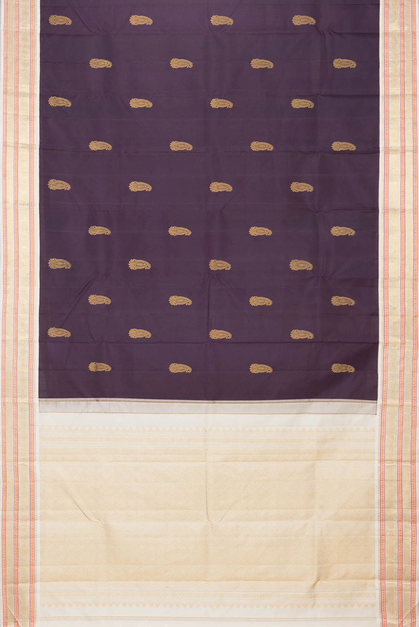 Burgundy Dual Tone Kanjivaram Silk Saree - Image 6