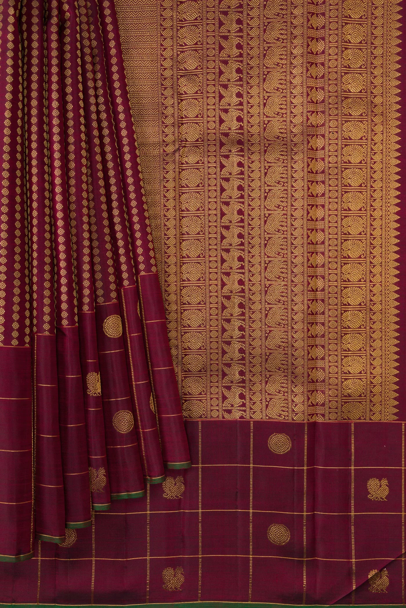 Maroon Kanjivaram Silk Saree - Image 4