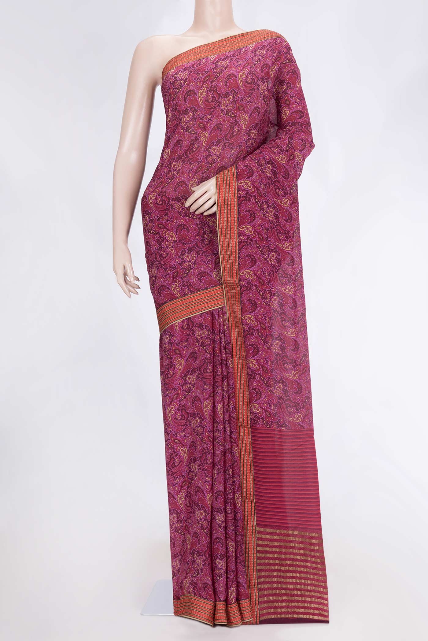 Magenta Mysore Crepe Saree