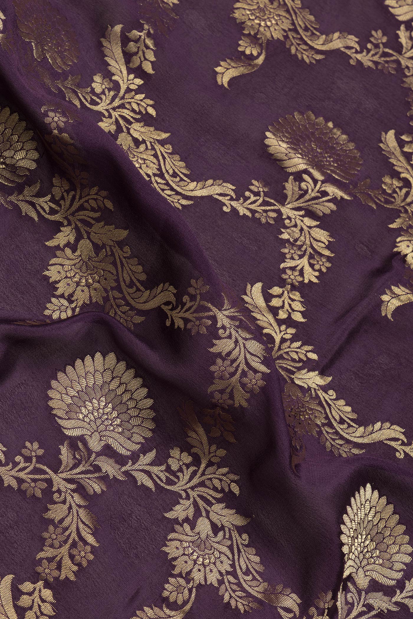 Purple Mysore Crepe Saree - Image 2