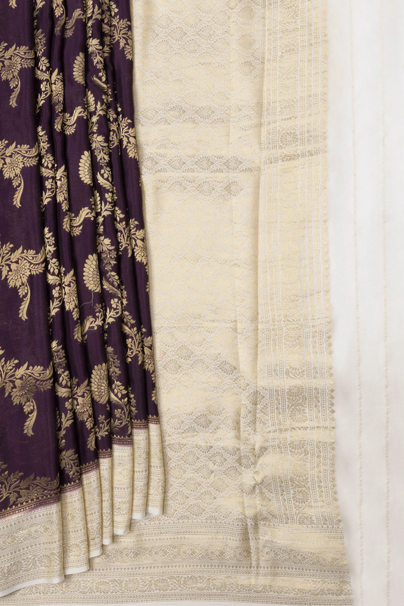 Purple Mysore Crepe Saree - Image 4