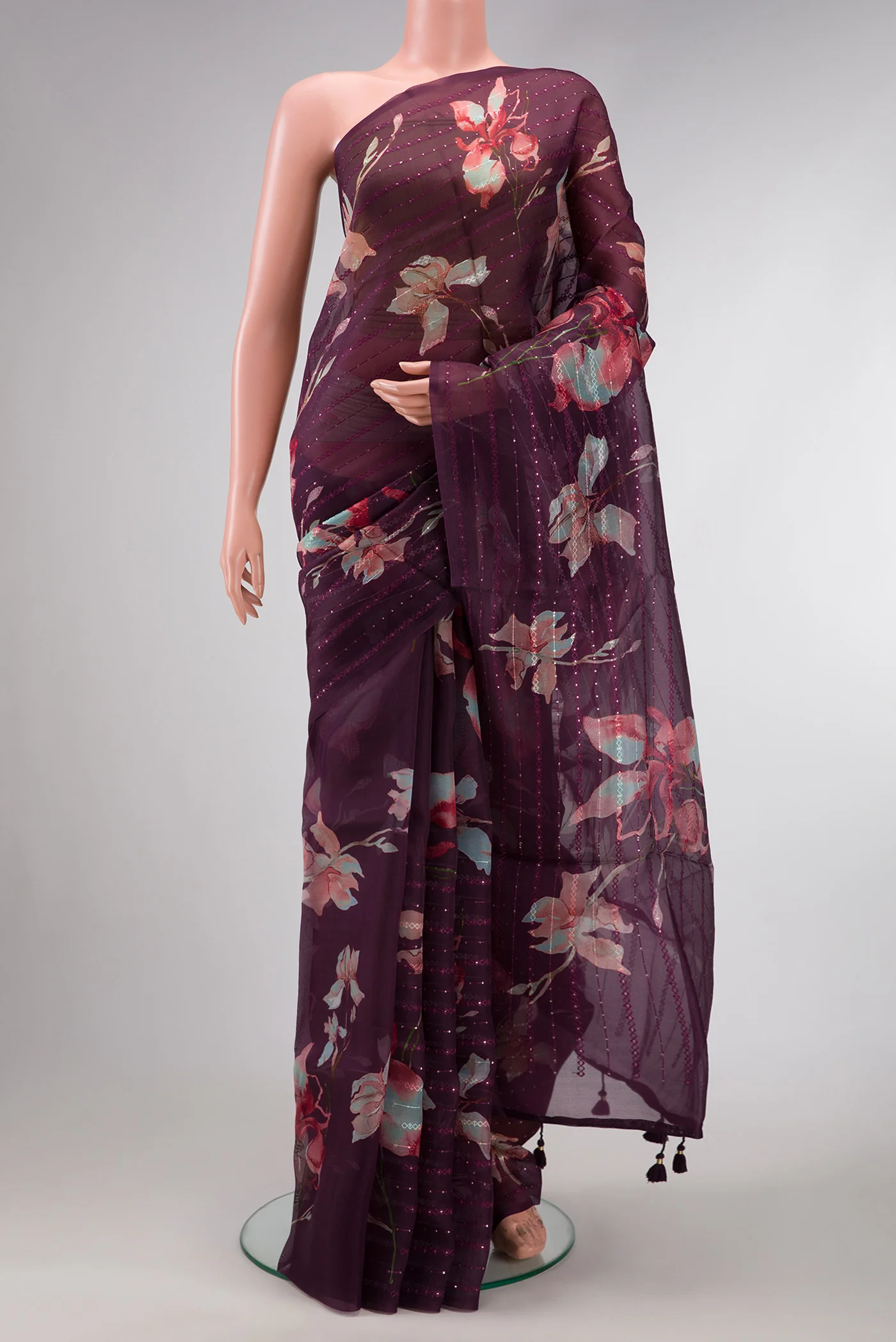 Purple Organza Silk Saree