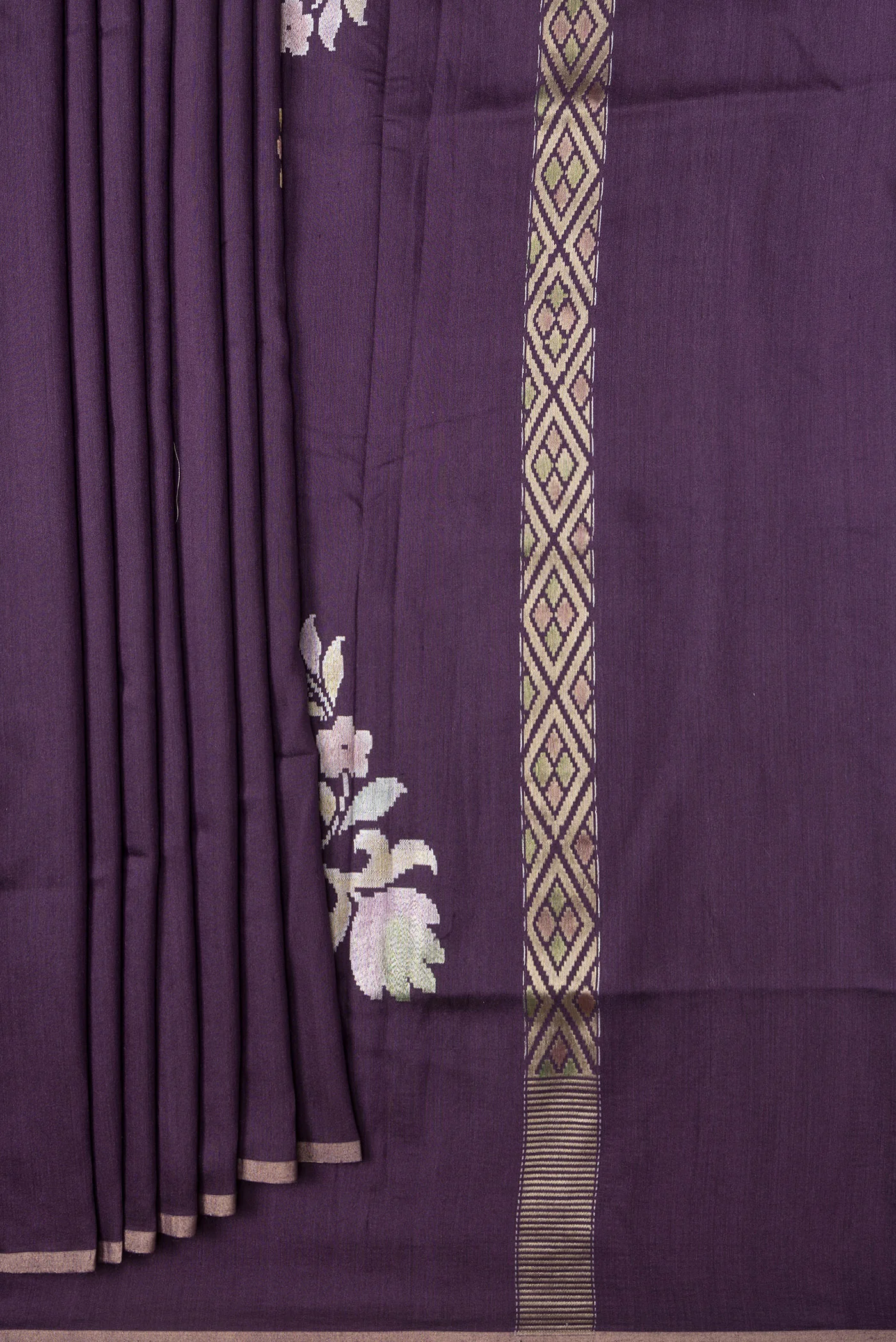 Violet Tussar Silk Saree - Image 4