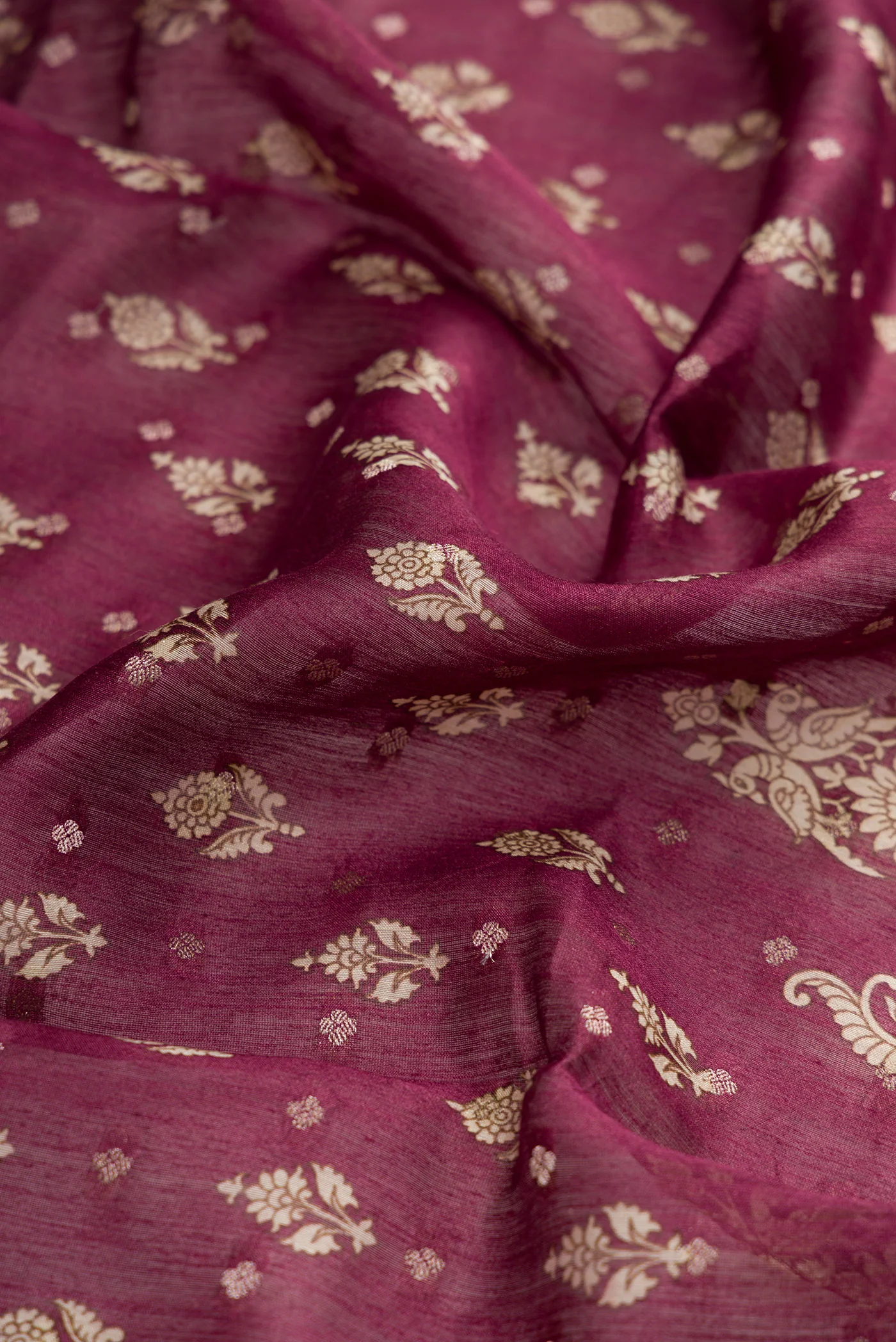 Burgundy Tussar Silk Saree - Image 2