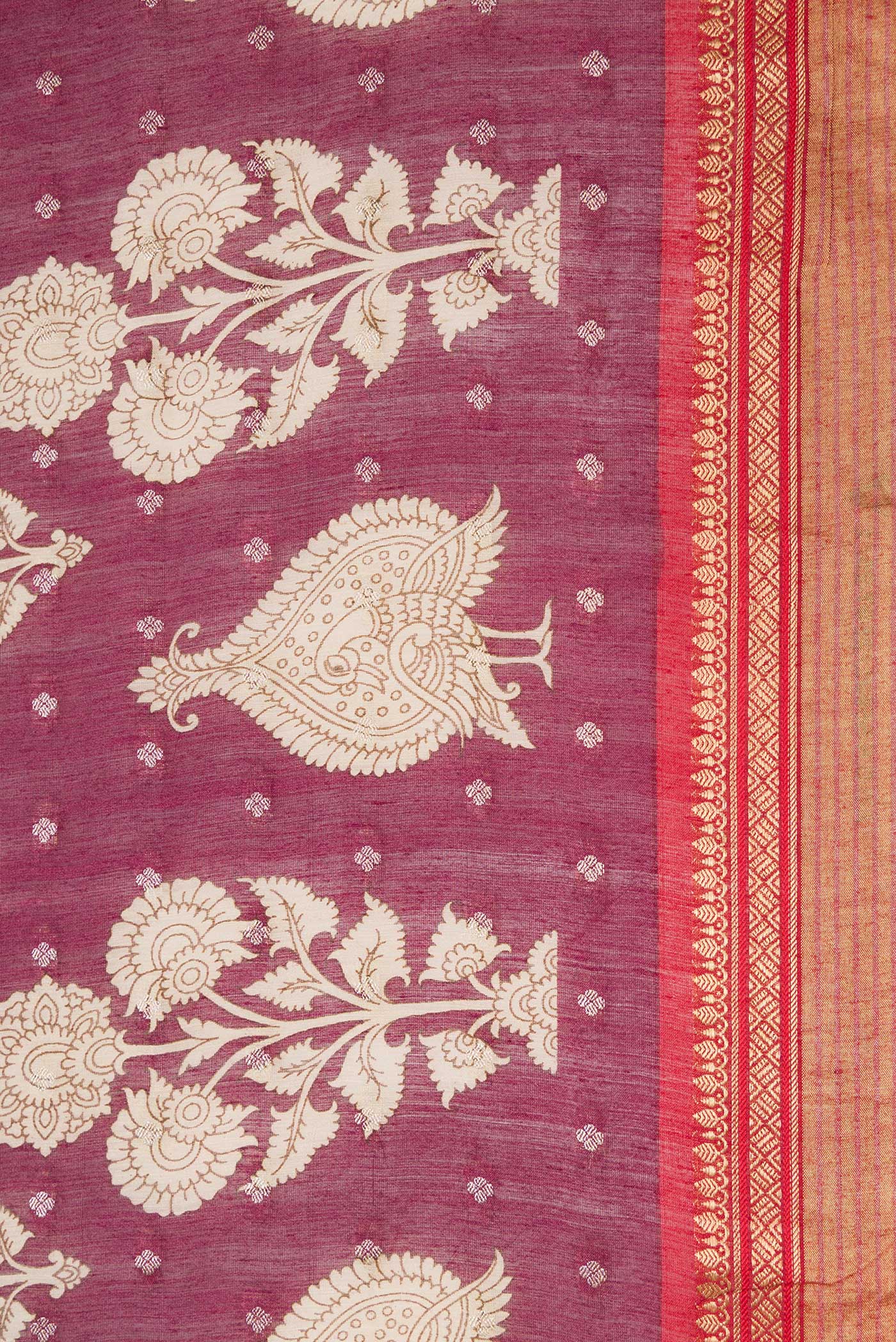 Burgundy Tussar Silk Saree - Image 3