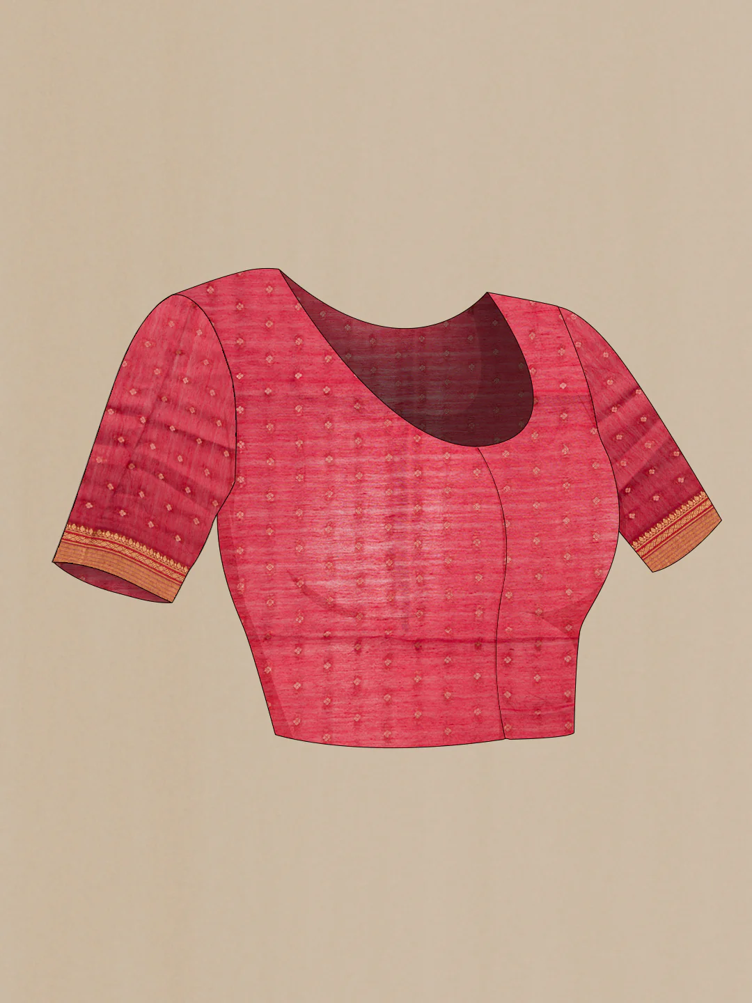 Burgundy Tussar Silk Saree - Image 4