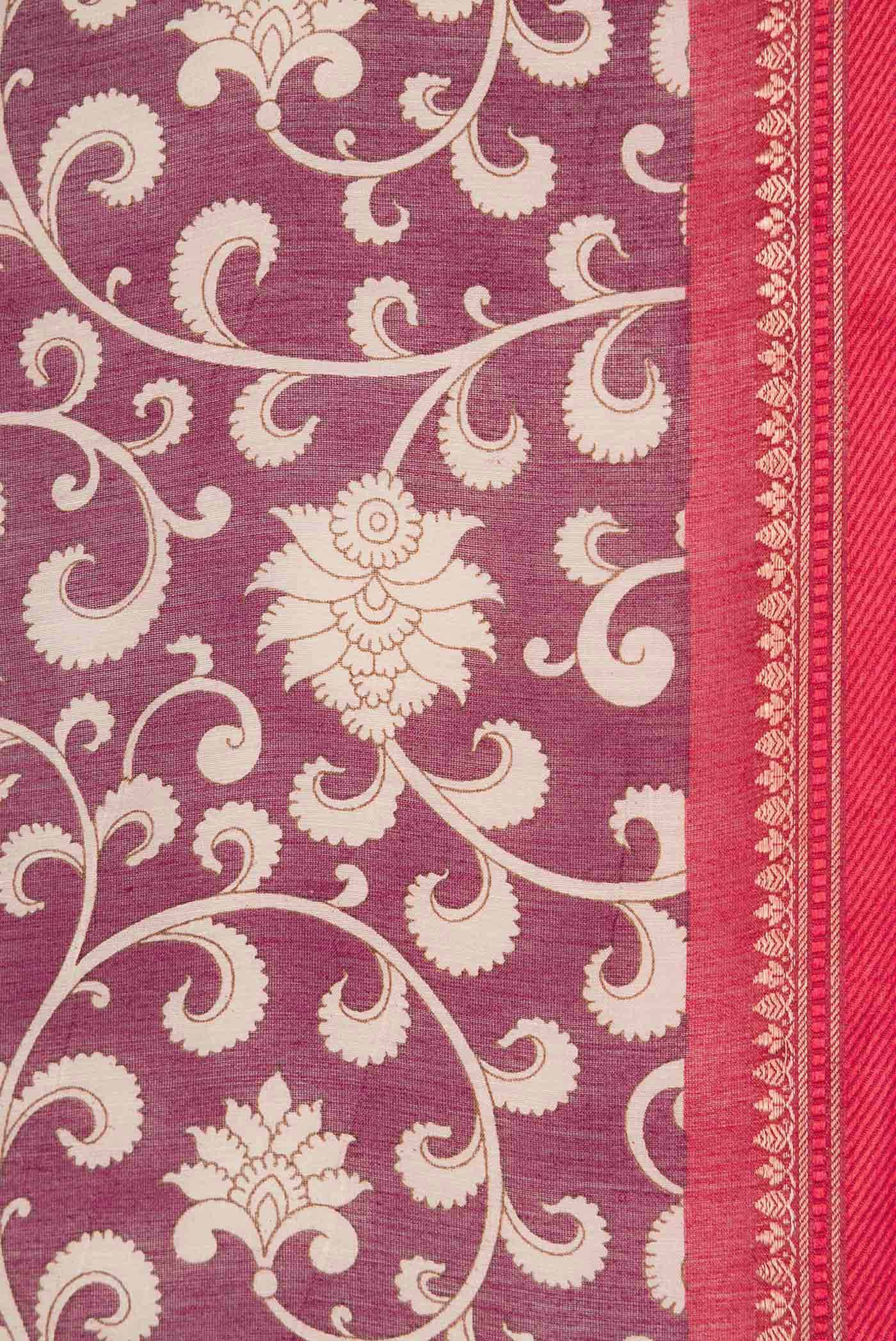 Burgundy Dual Tone Tussar Silk Saree - Image 3