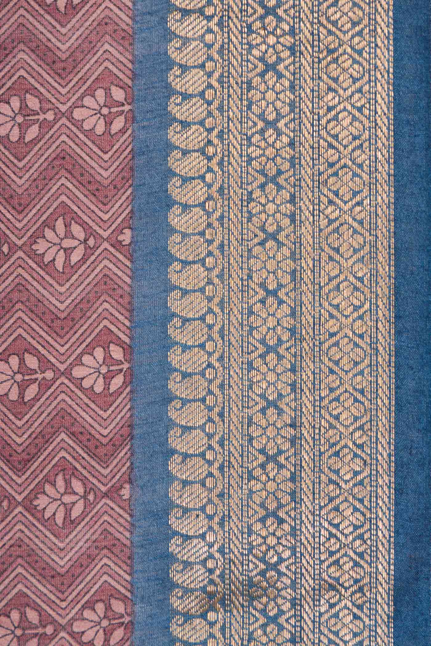 Burgundy Dual Tone Tussar Silk Saree - Image 3