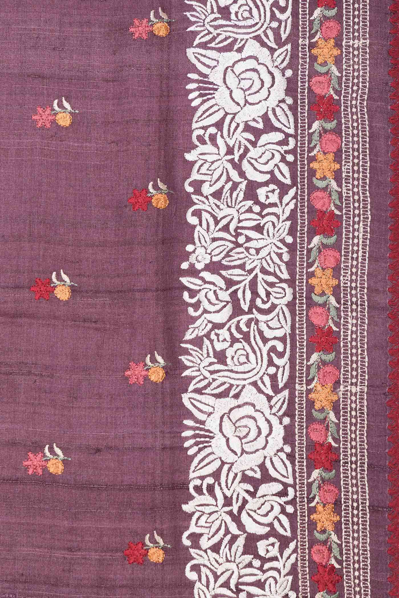 Burgundy Dual Tone Tussar Silk Saree - Image 3