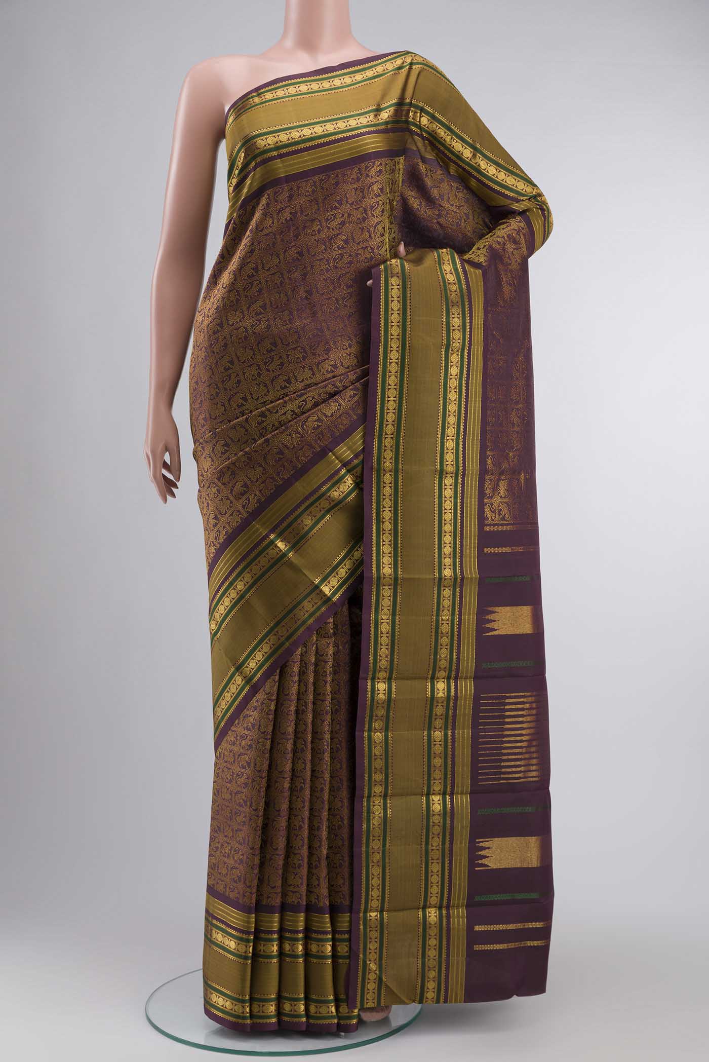 Burgundy Kanchipuram Silk Saree - Image 2