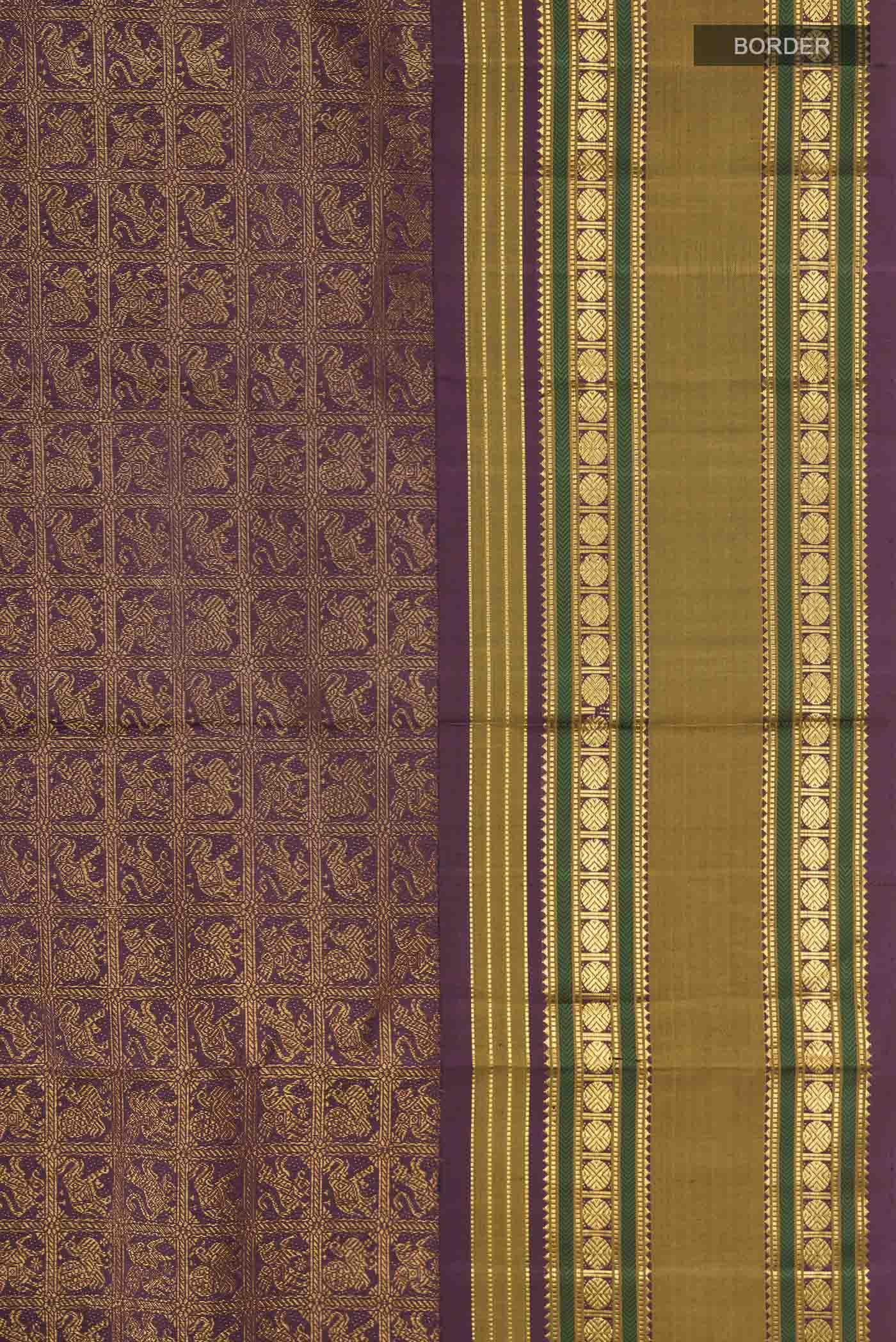 Burgundy Kanchipuram Silk Saree - Image 4