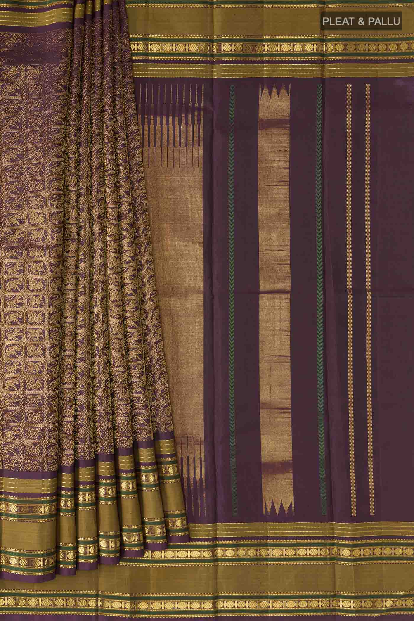 Burgundy Kanchipuram Silk Saree - Image 5