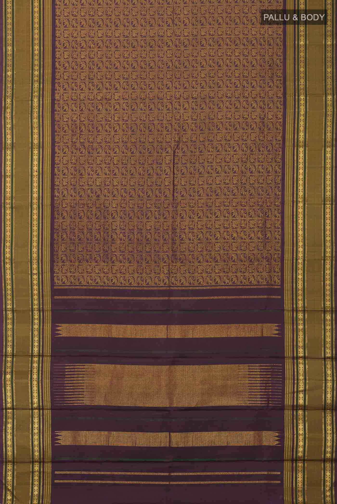 Burgundy Kanchipuram Silk Saree - Image 7