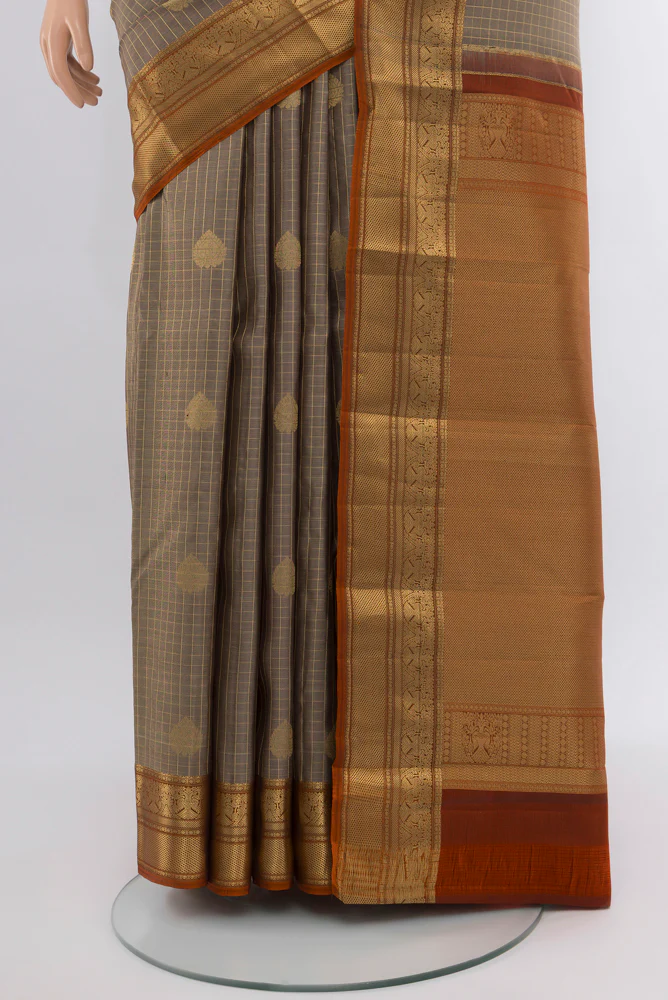 Grey Kanjivaram Silk Saree - Image 3