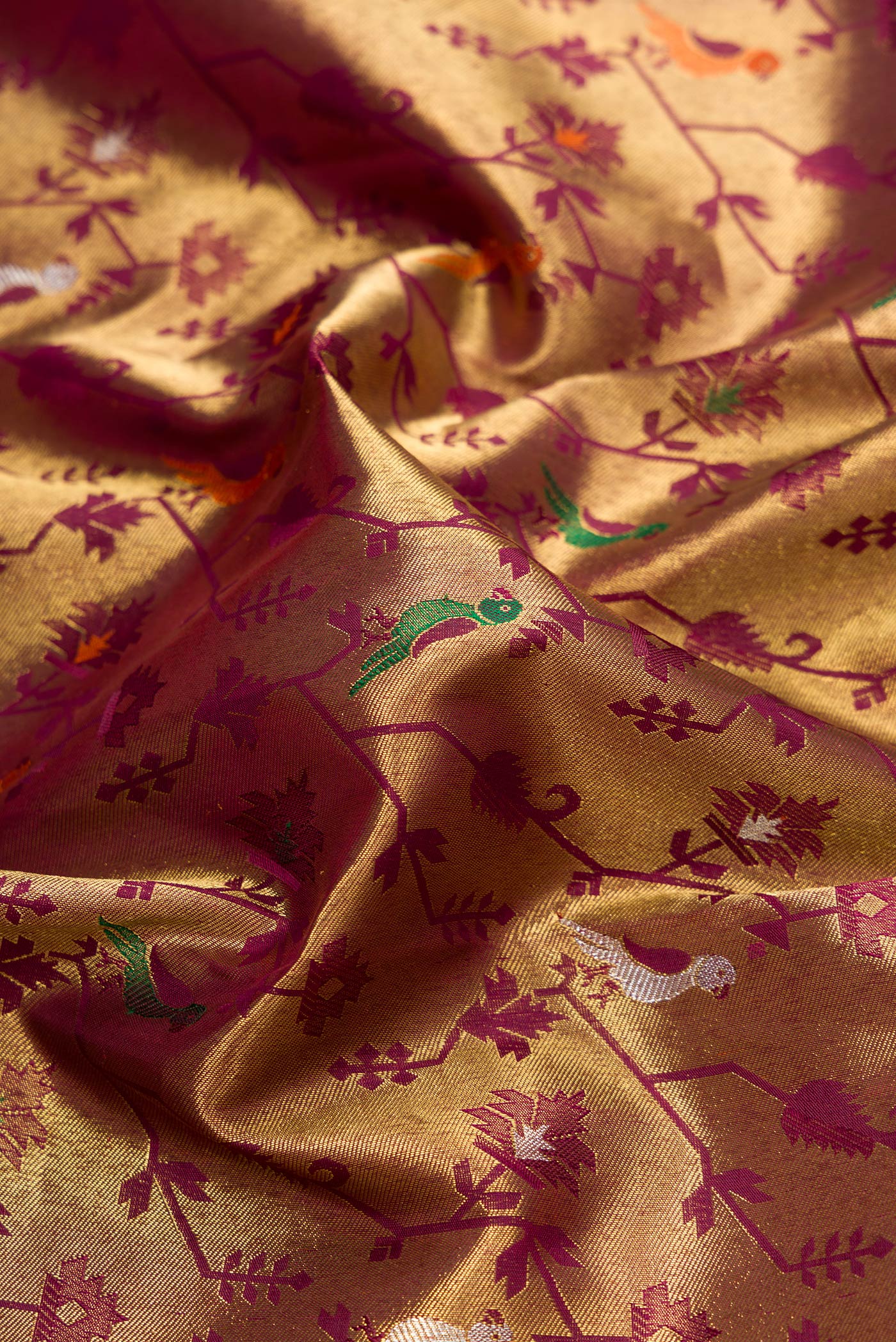 Pure Silk Pure Zari Burgundy Kanjivaram Saree - Image 2