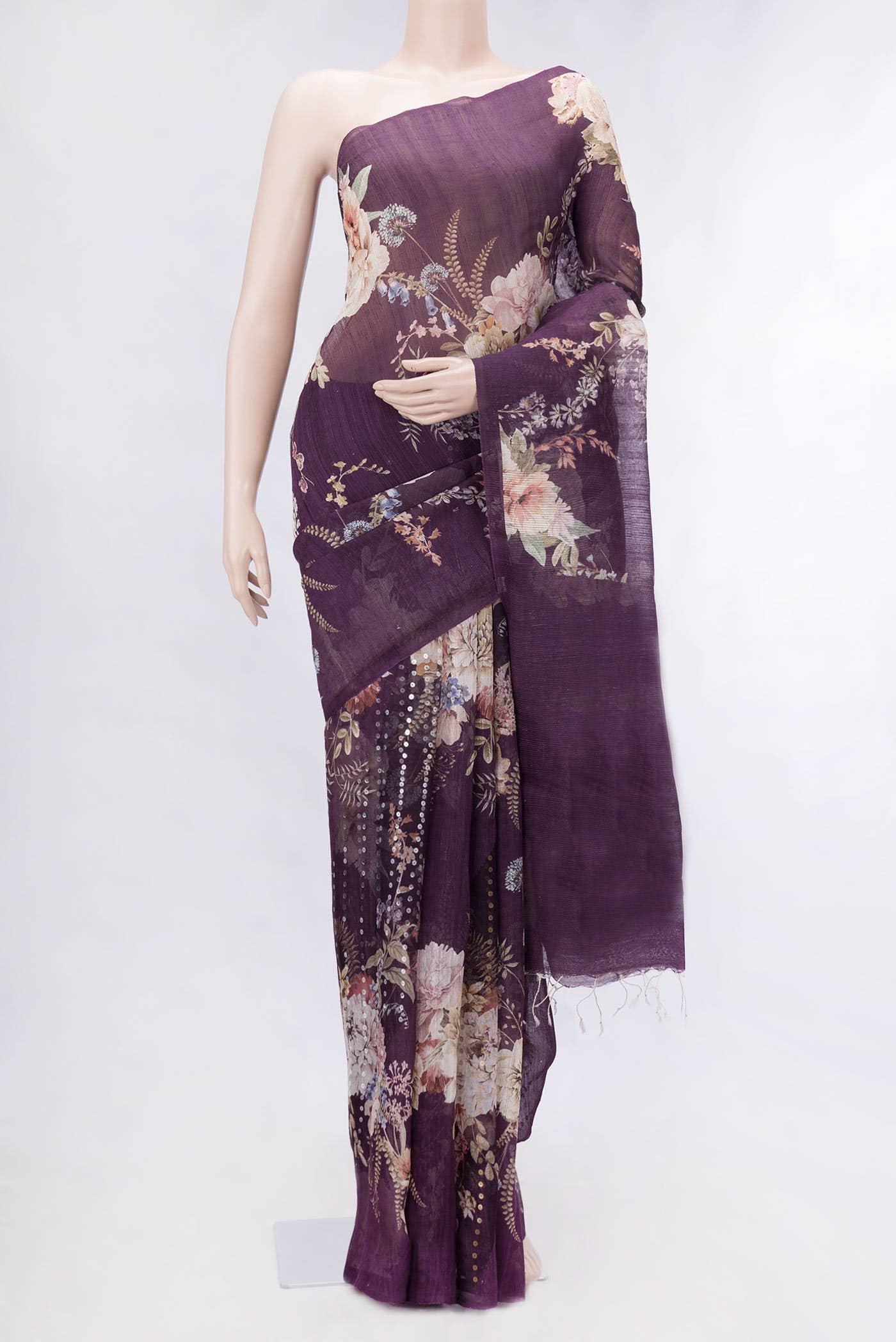 Purple Tussar Silk Saree