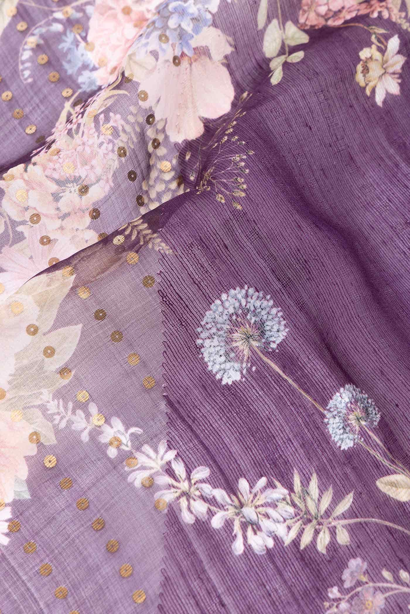 Purple Tussar Silk Saree - Image 3