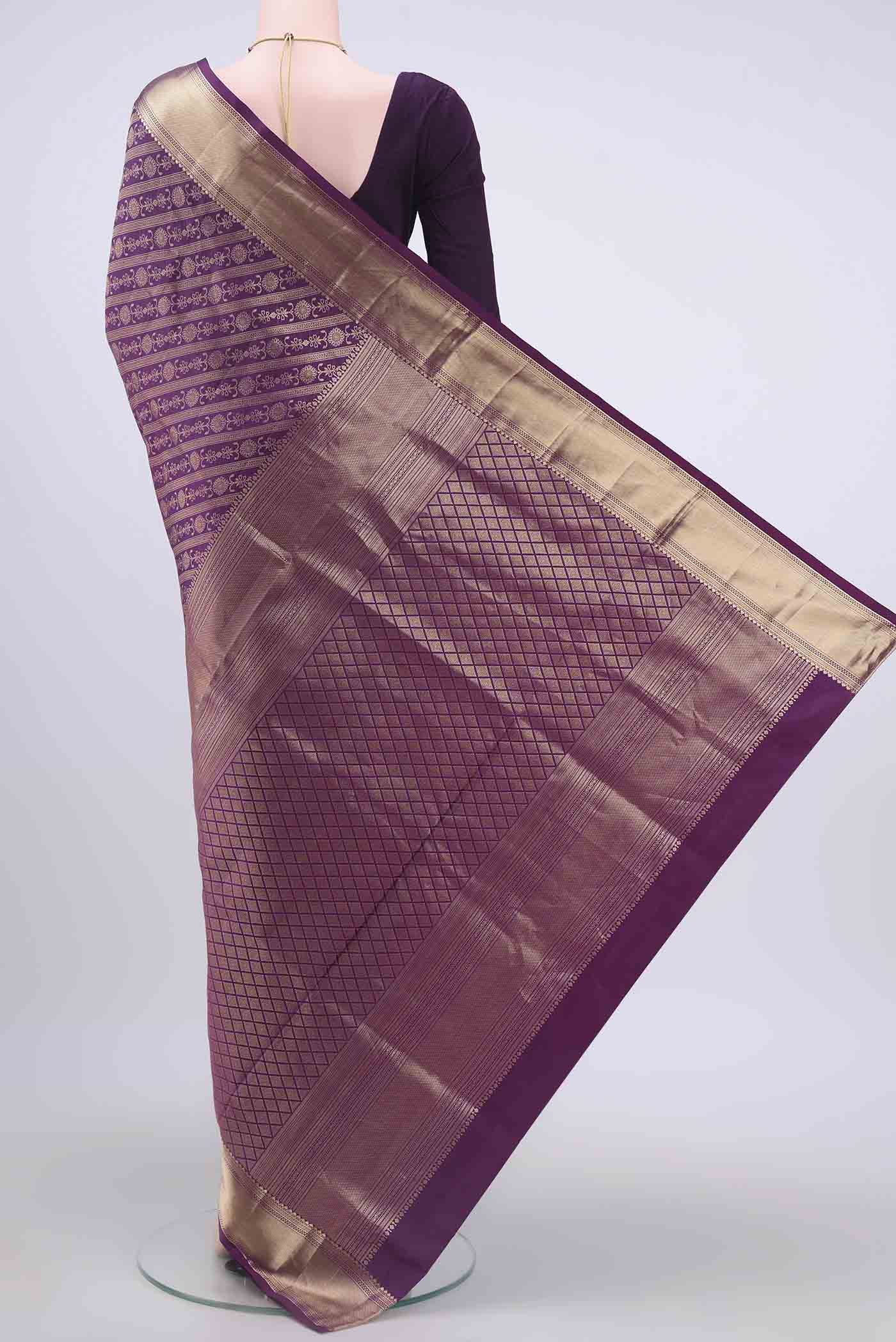 Violet Soft Silk Saree - Image 3
