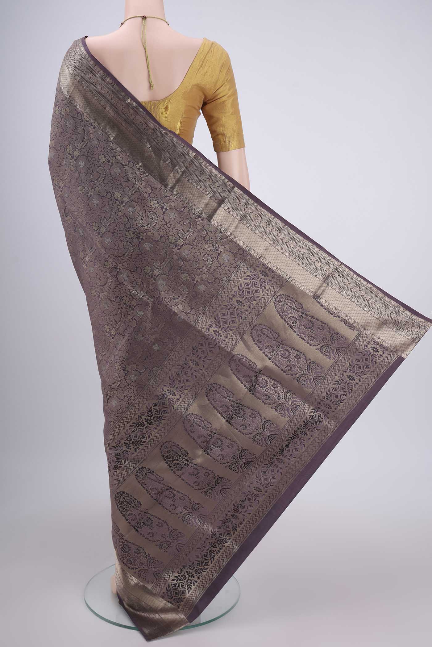 Lilac Soft Silk Saree - Image 3