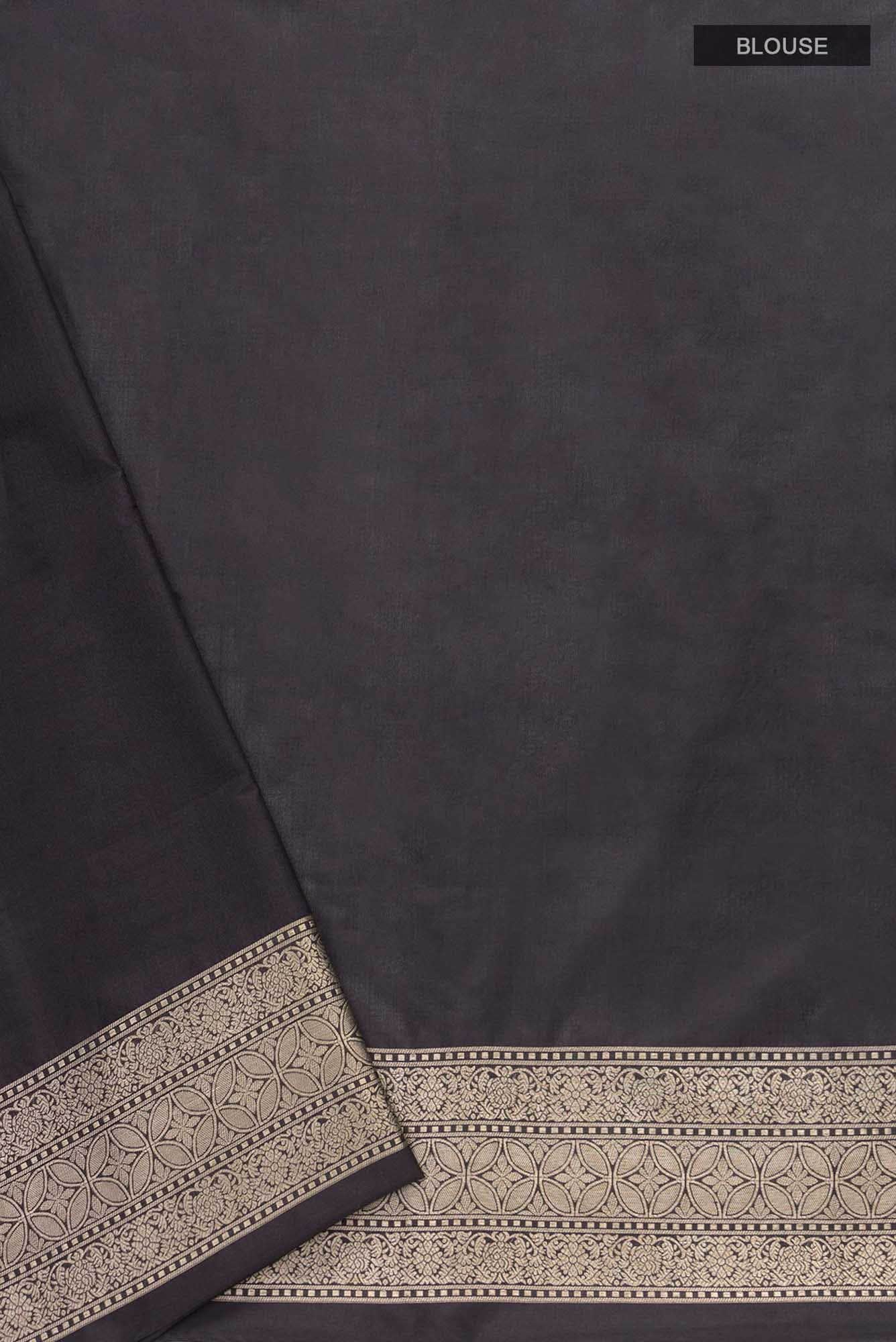 By the Bank of Ganges-Black Banarasi Silk Saree - Image 11