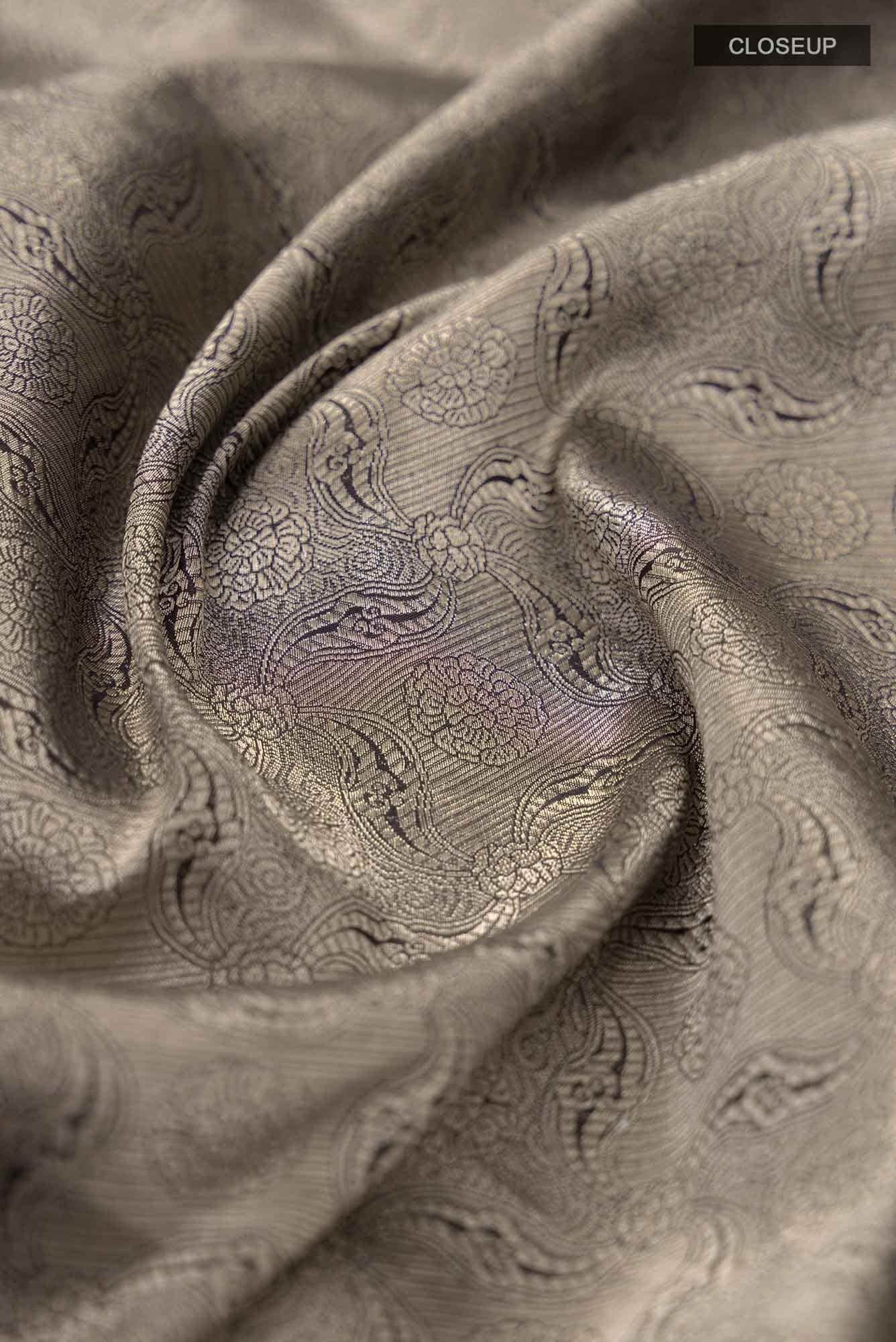 By the Bank of Ganges-Black Banarasi Silk Saree - Image 5