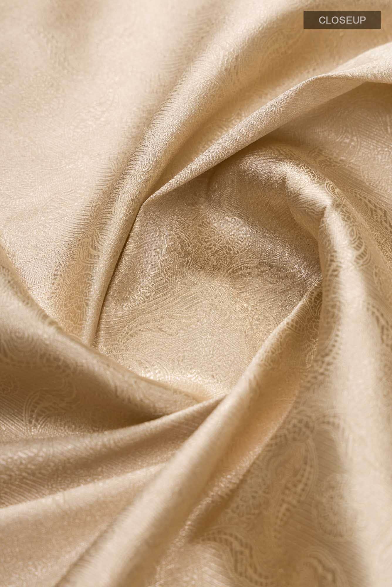 By The Bank of Ganges-Cream Banarasi Silk Saree - Image 3