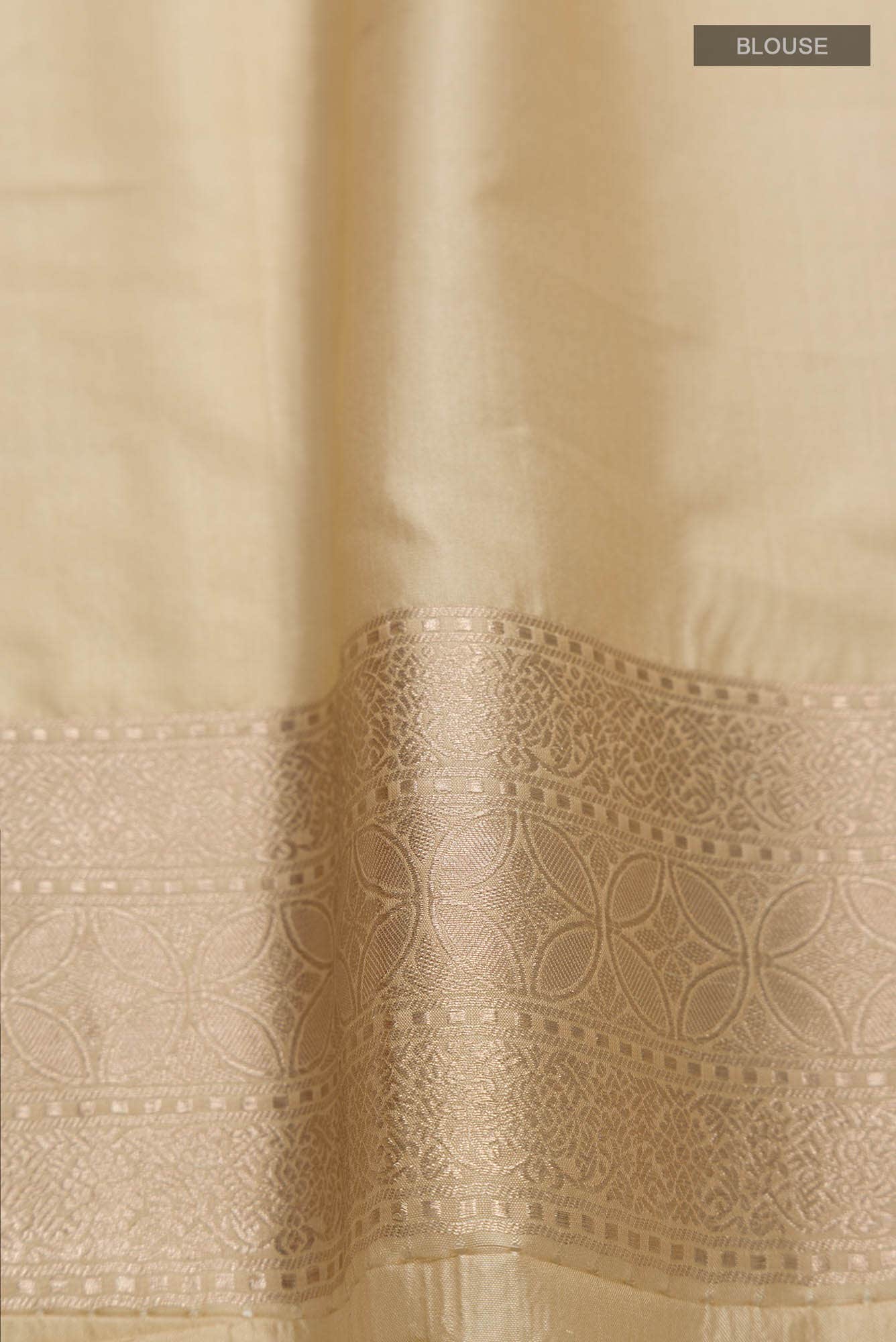 By The Bank of Ganges-Cream Banarasi Silk Saree - Image 6